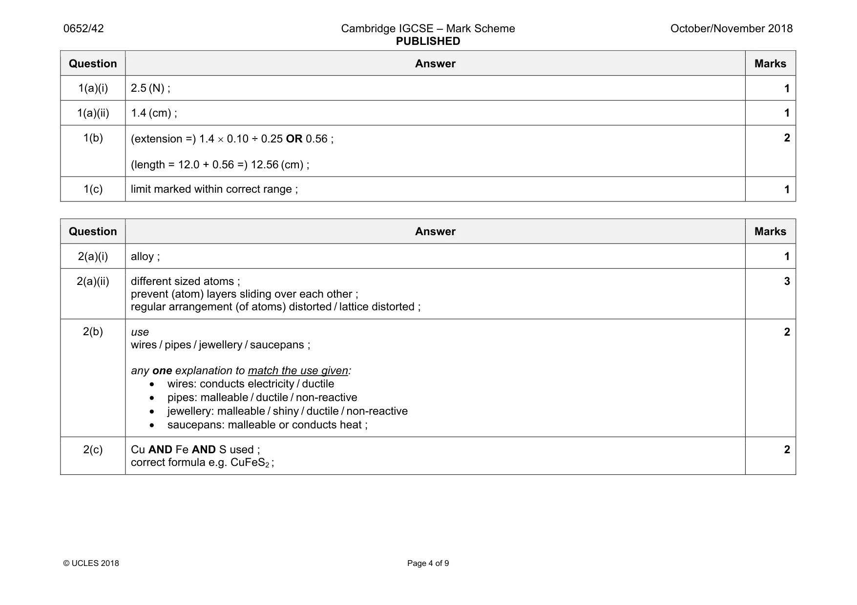 Mark scheme, page 4 of 9
