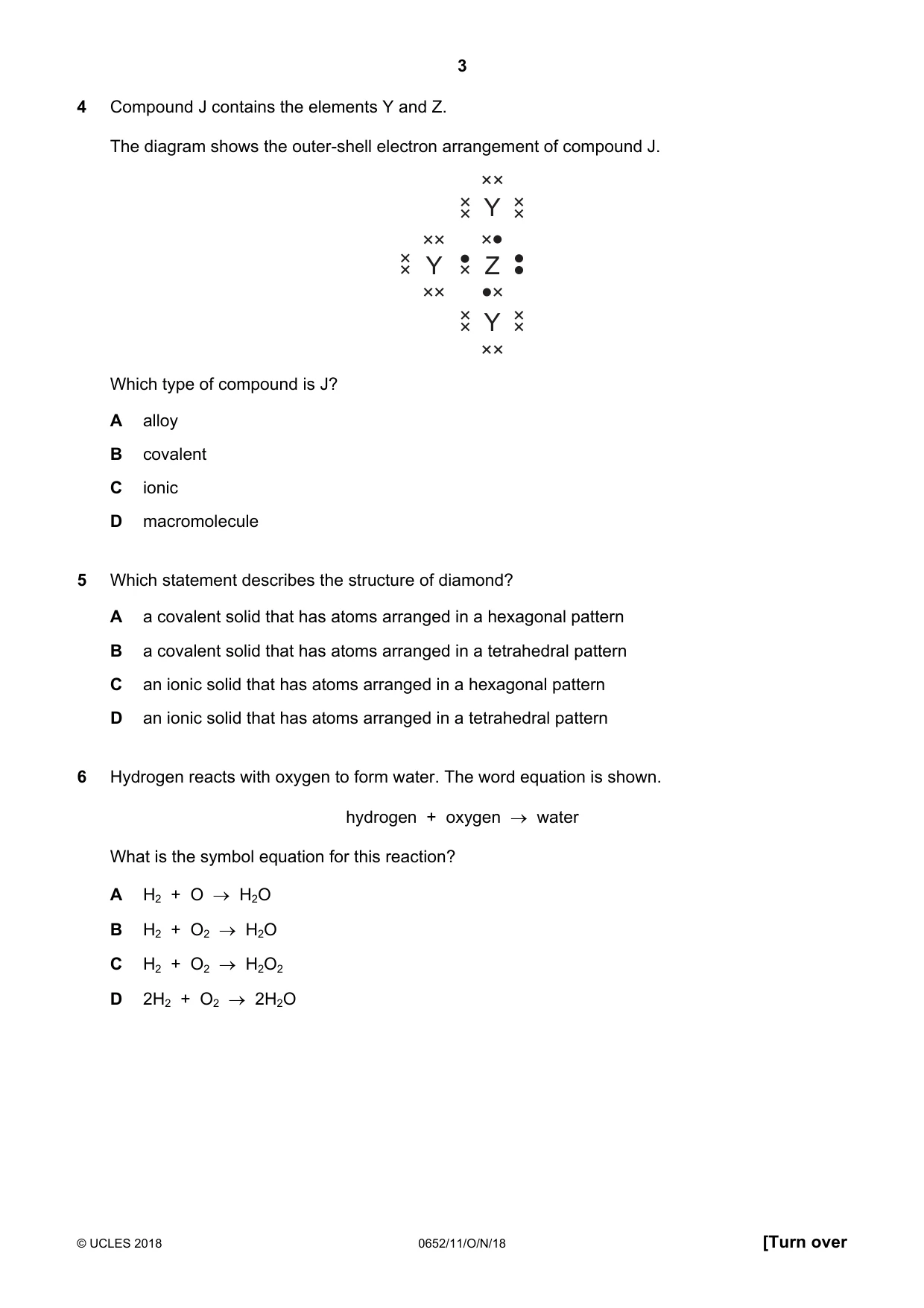 Cambridge IGCSE Physical Science 0652 2018 Oct/Nov Paper 1 · Variant 1 question paper, page 3 of 20