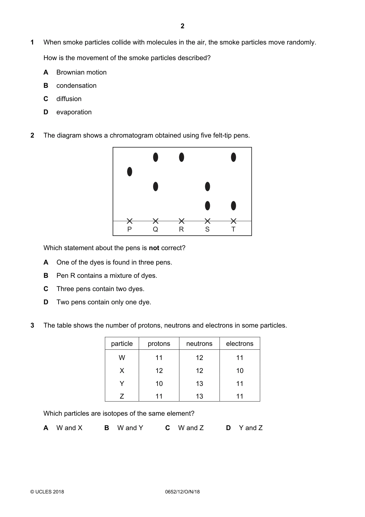 Cambridge IGCSE Physical Science 0652 2018 Oct/Nov Paper 1 · Variant 2 question paper, page 2 of 20
