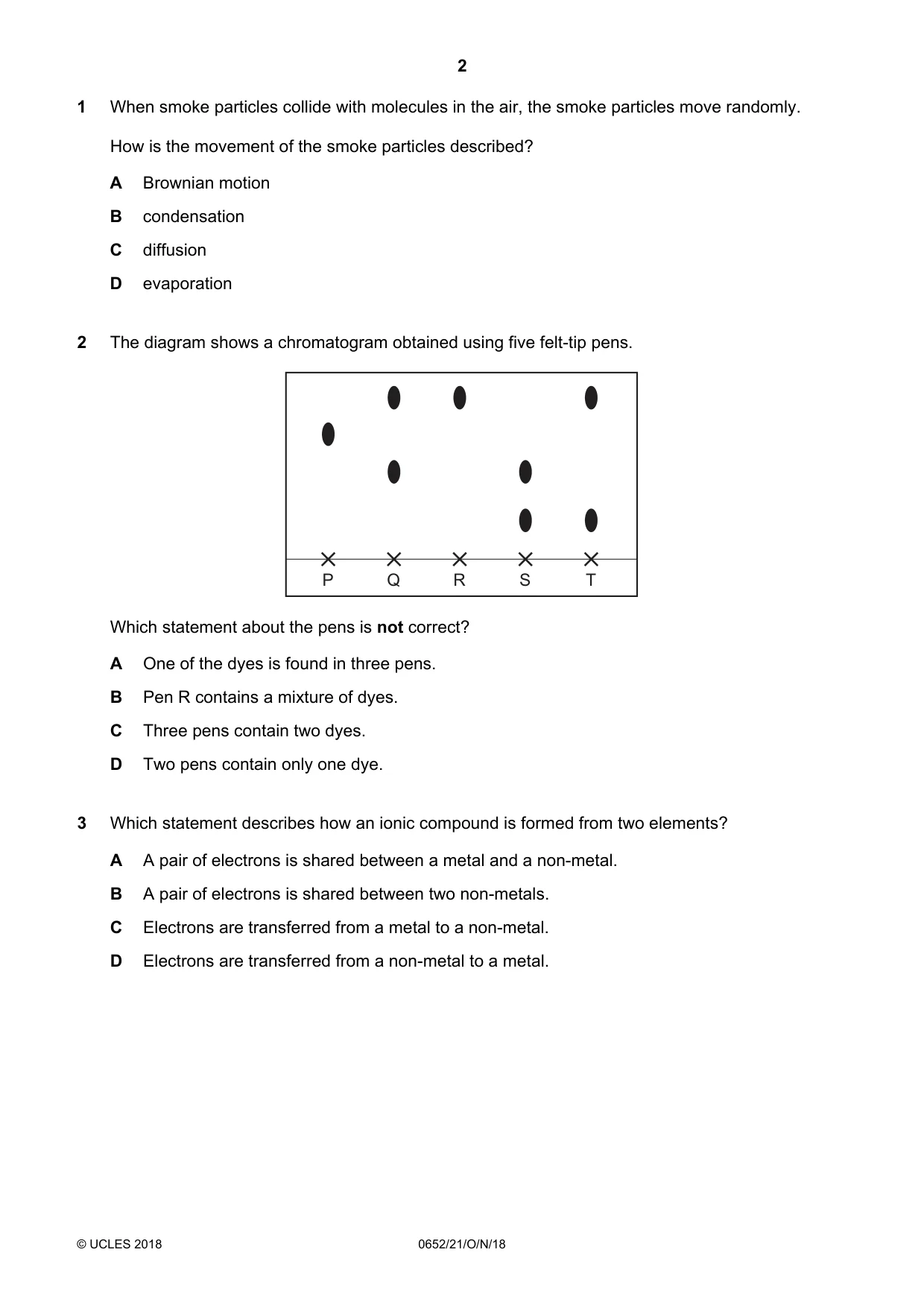Cambridge IGCSE Physical Science 0652 2018 Oct/Nov Paper 2 · Variant 1 question paper, page 2 of 16