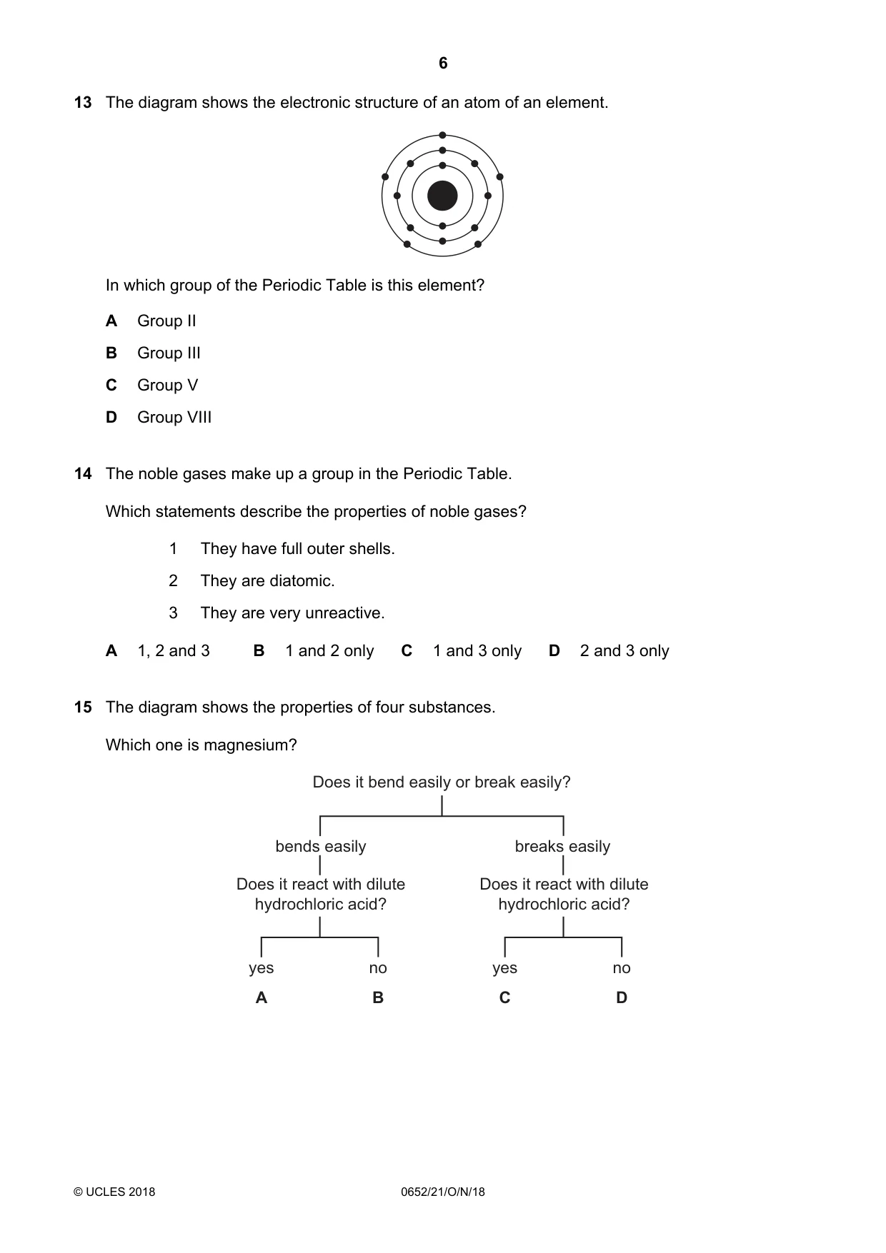 Cambridge IGCSE Physical Science 0652 2018 Oct/Nov Paper 2 · Variant 1 question paper, page 6 of 16