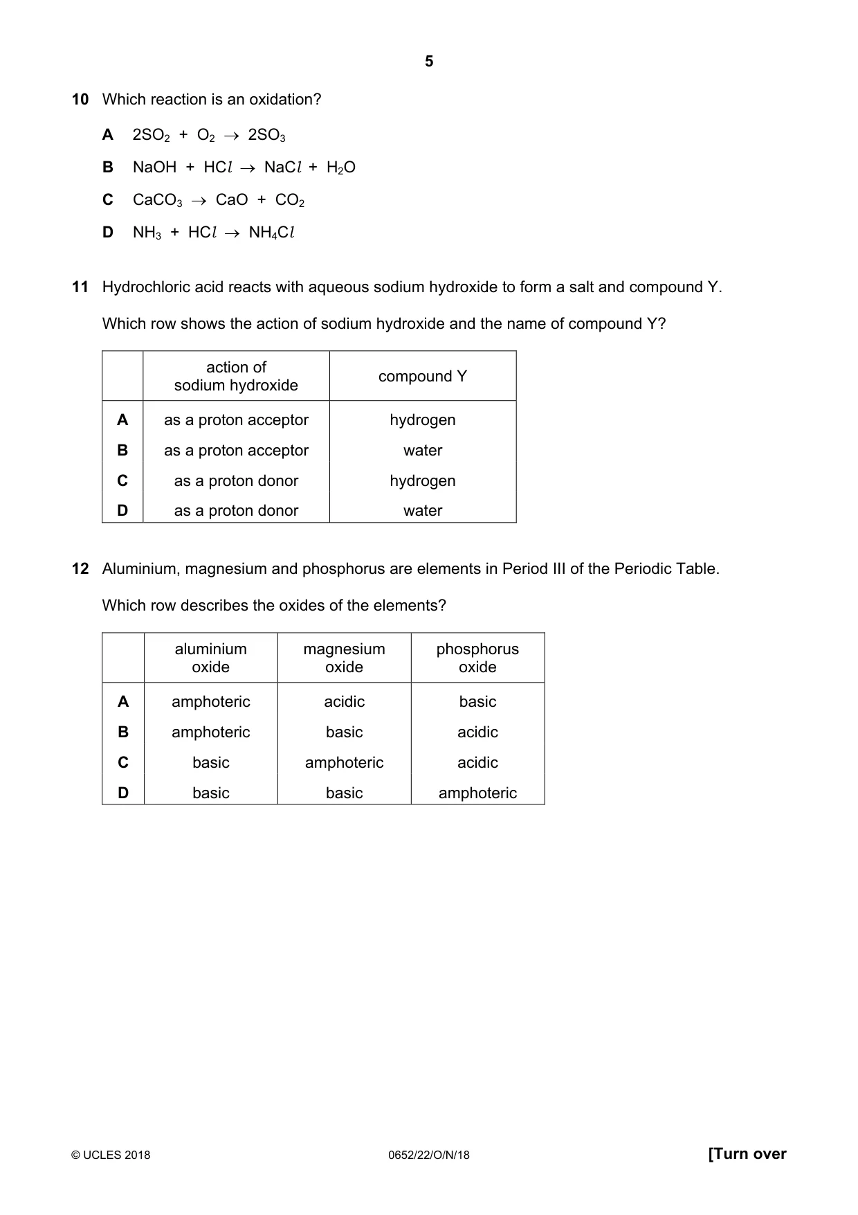 Cambridge IGCSE Physical Science 0652 2018 Oct/Nov Paper 2 · Variant 2 question paper, page 5 of 16