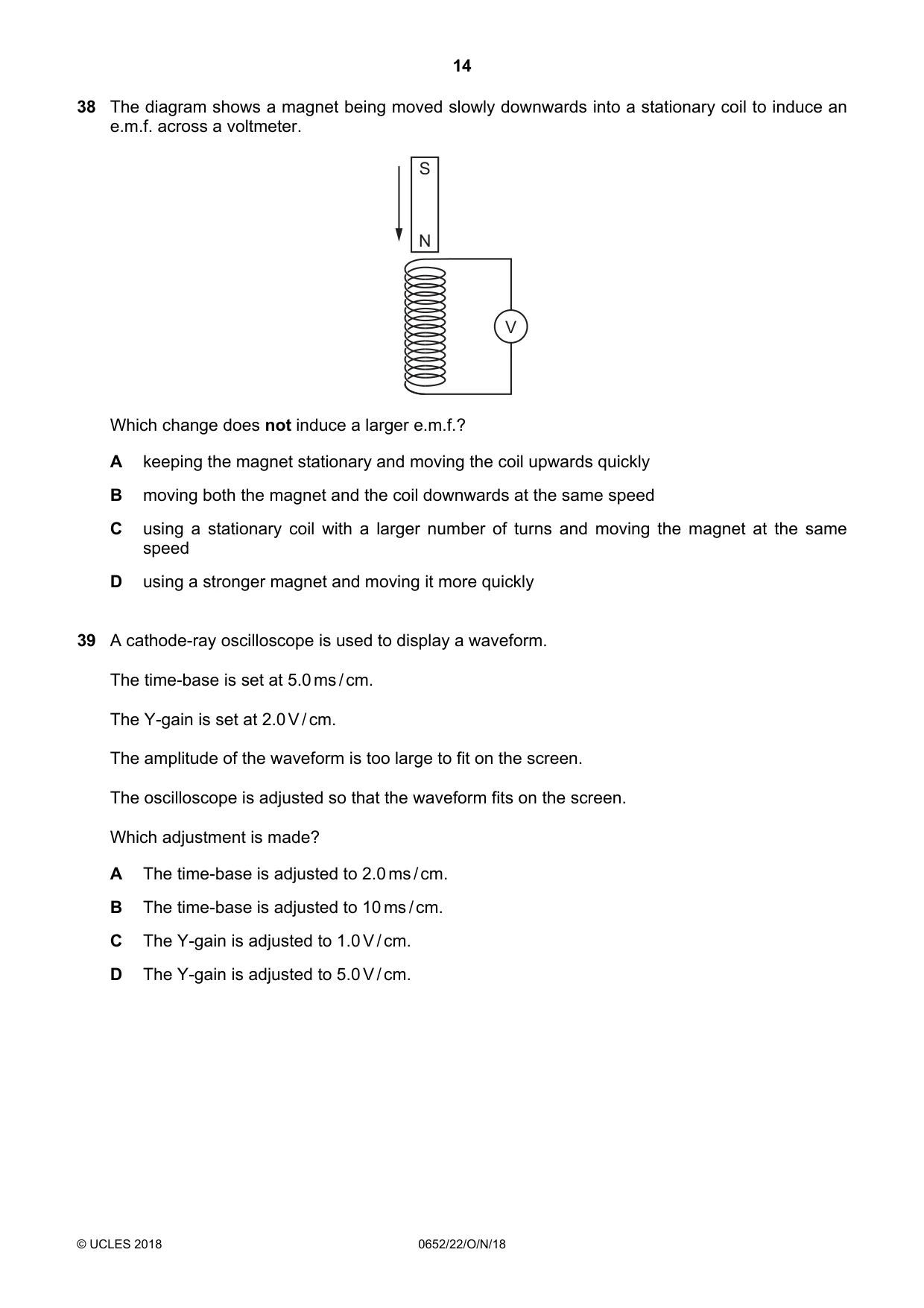 Cambridge IGCSE Physical Science 0652 2018 Oct/Nov Paper 2 · Variant 2 question paper, page 14 of 16