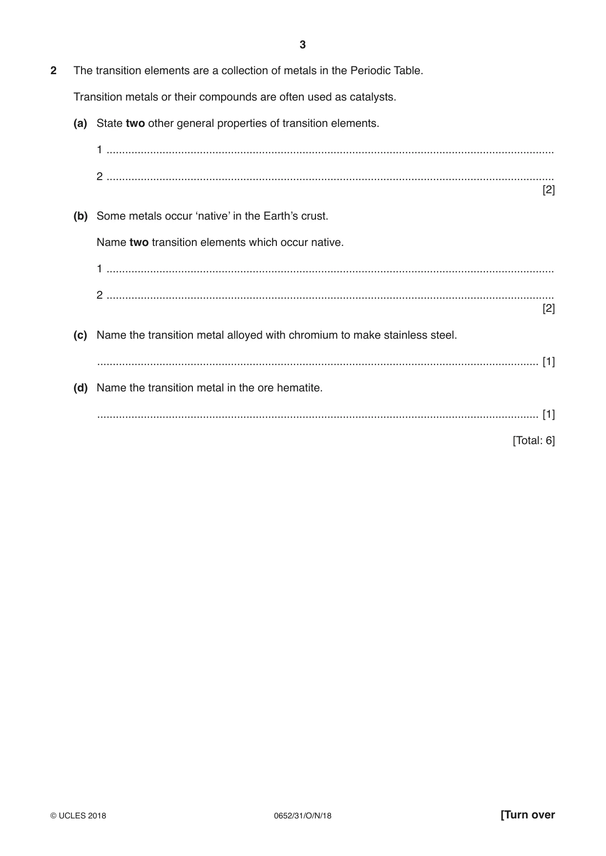 Cambridge IGCSE Physical Science 0652 2018 Oct/Nov Paper 3 · Variant 1 question paper, page 3 of 20