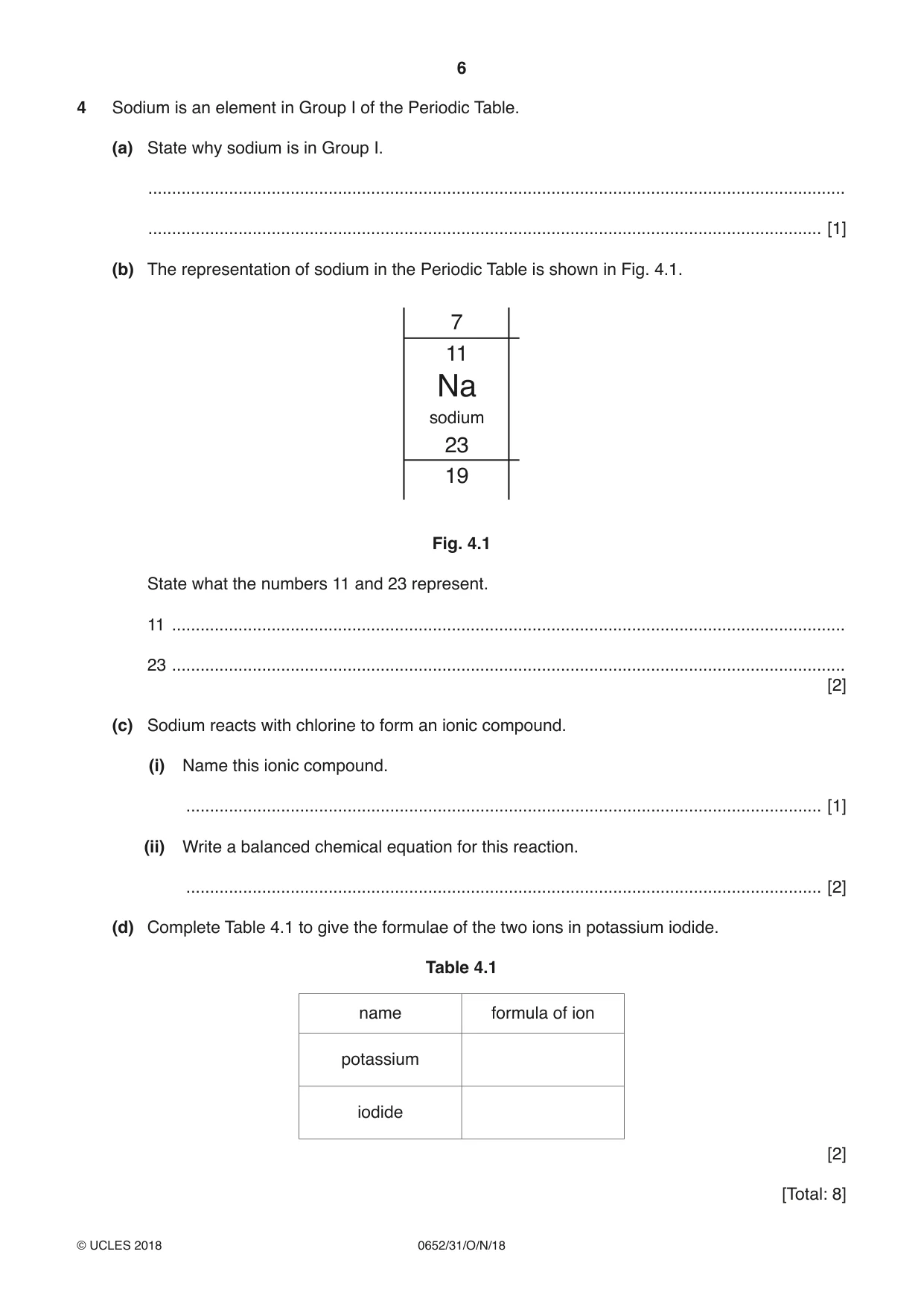Cambridge IGCSE Physical Science 0652 2018 Oct/Nov Paper 3 · Variant 1 question paper, page 6 of 20