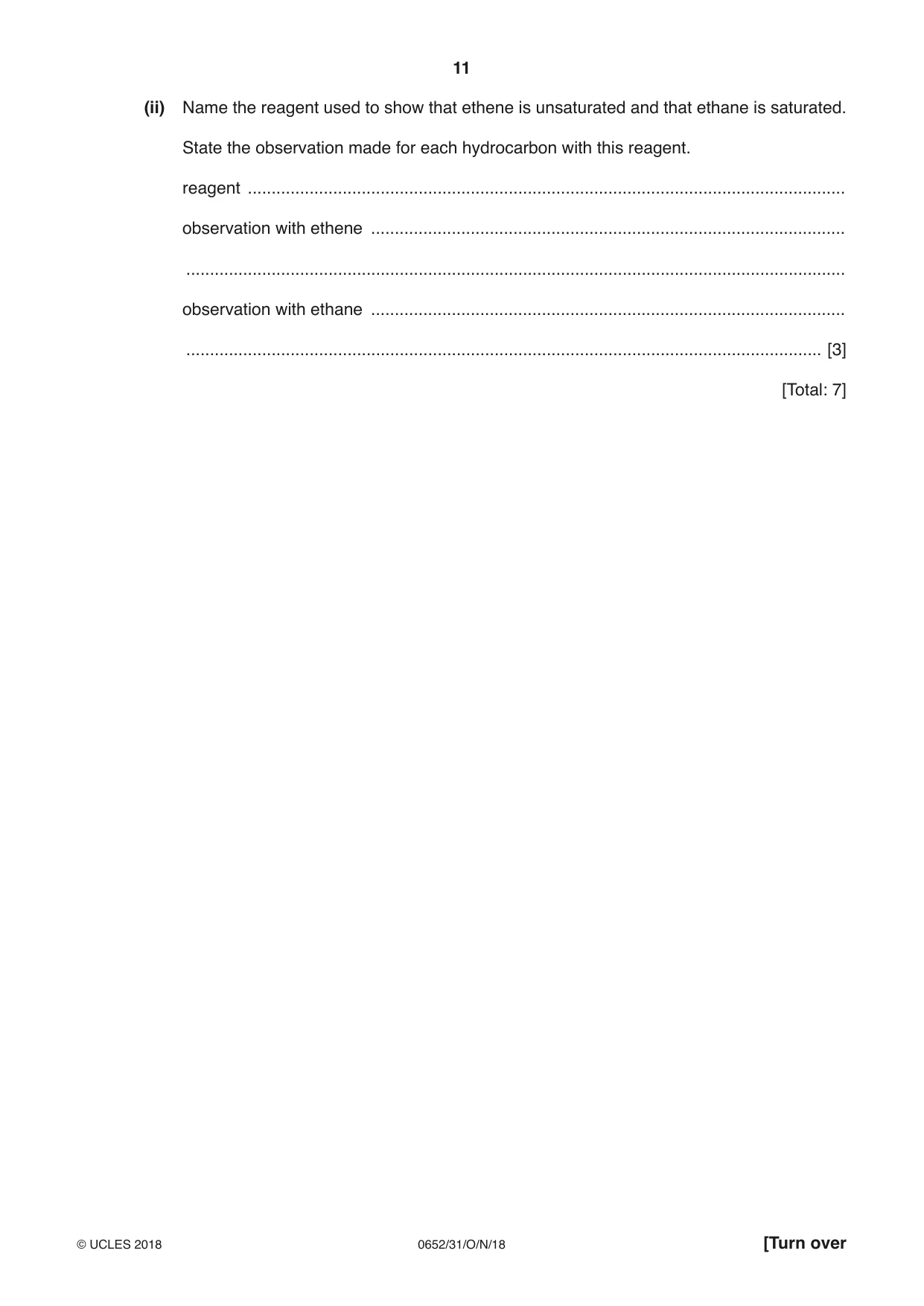 Cambridge IGCSE Physical Science 0652 2018 Oct/Nov Paper 3 · Variant 1 question paper, page 11 of 20