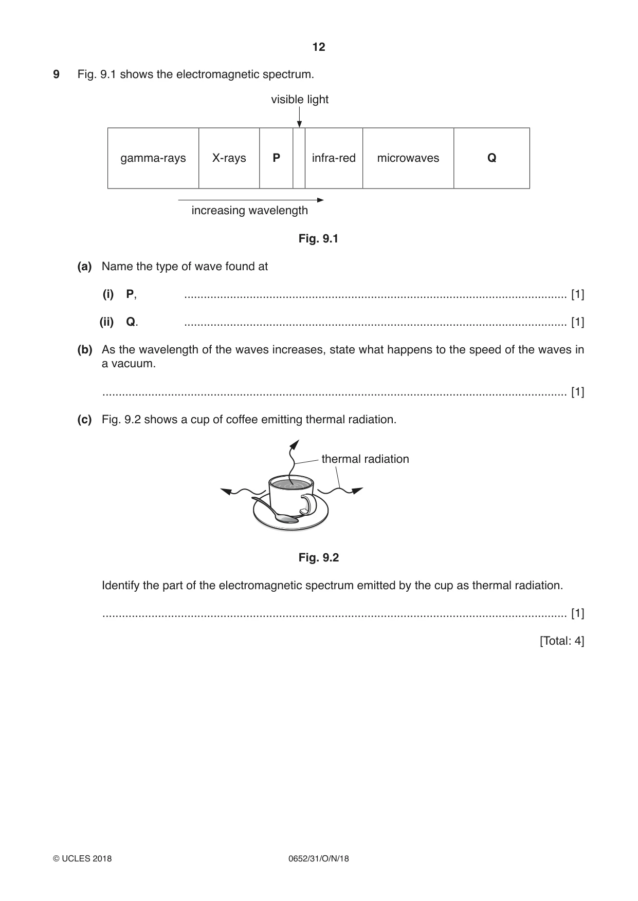 Cambridge IGCSE Physical Science 0652 2018 Oct/Nov Paper 3 · Variant 1 question paper, page 12 of 20