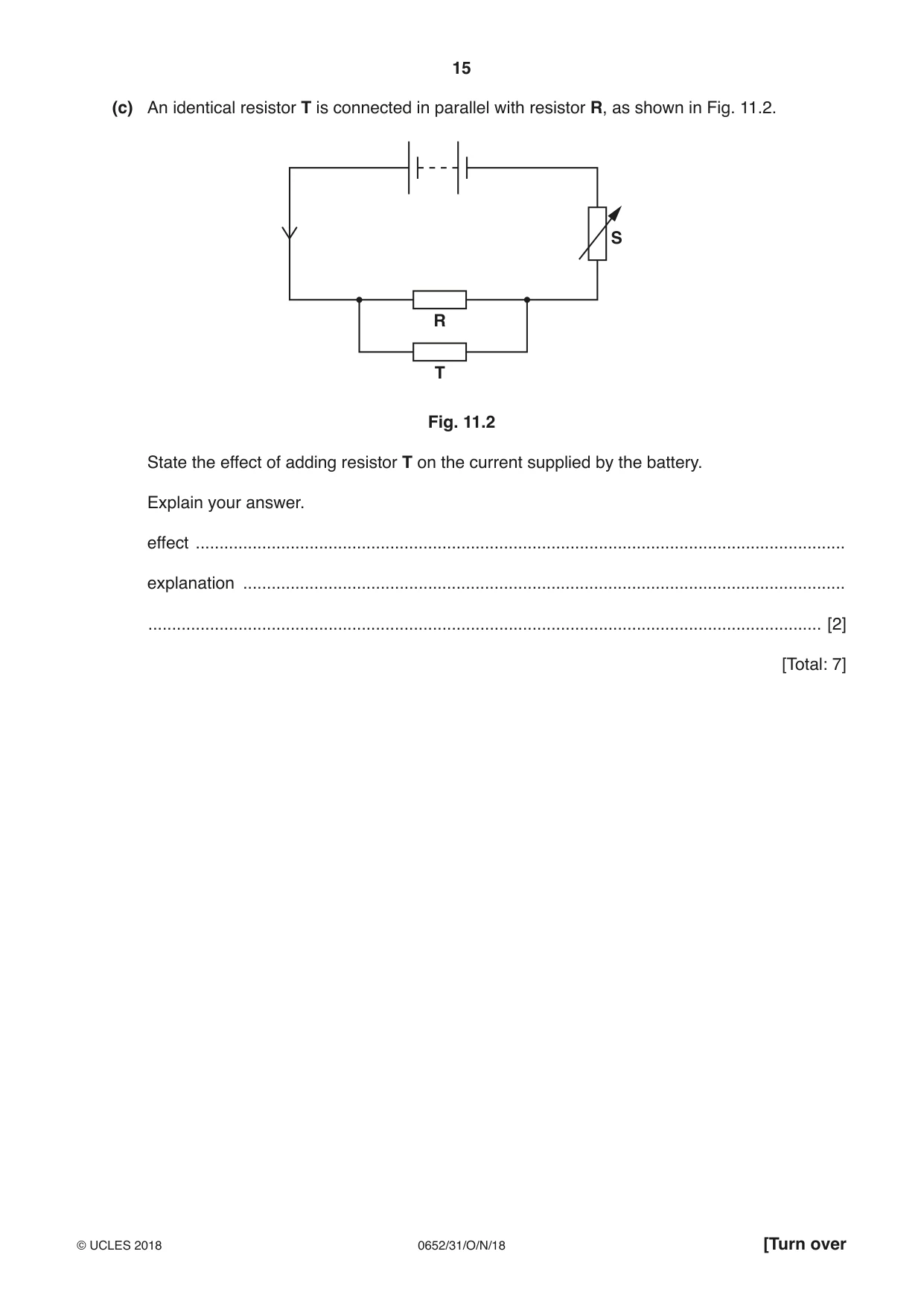 Cambridge IGCSE Physical Science 0652 2018 Oct/Nov Paper 3 · Variant 1 question paper, page 15 of 20