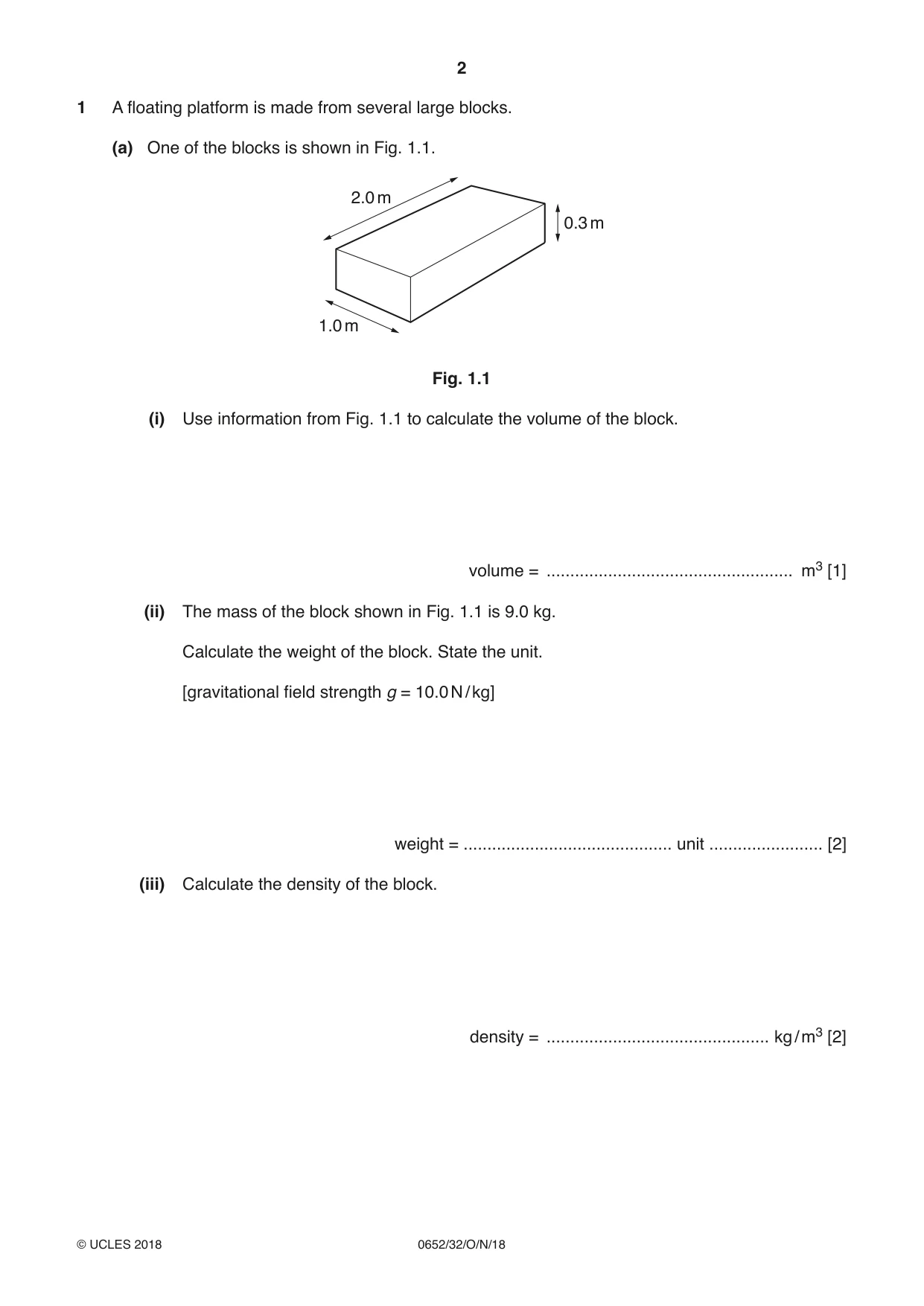 Cambridge IGCSE Physical Science 0652 2018 Oct/Nov Paper 3 · Variant 2 question paper, page 2 of 20