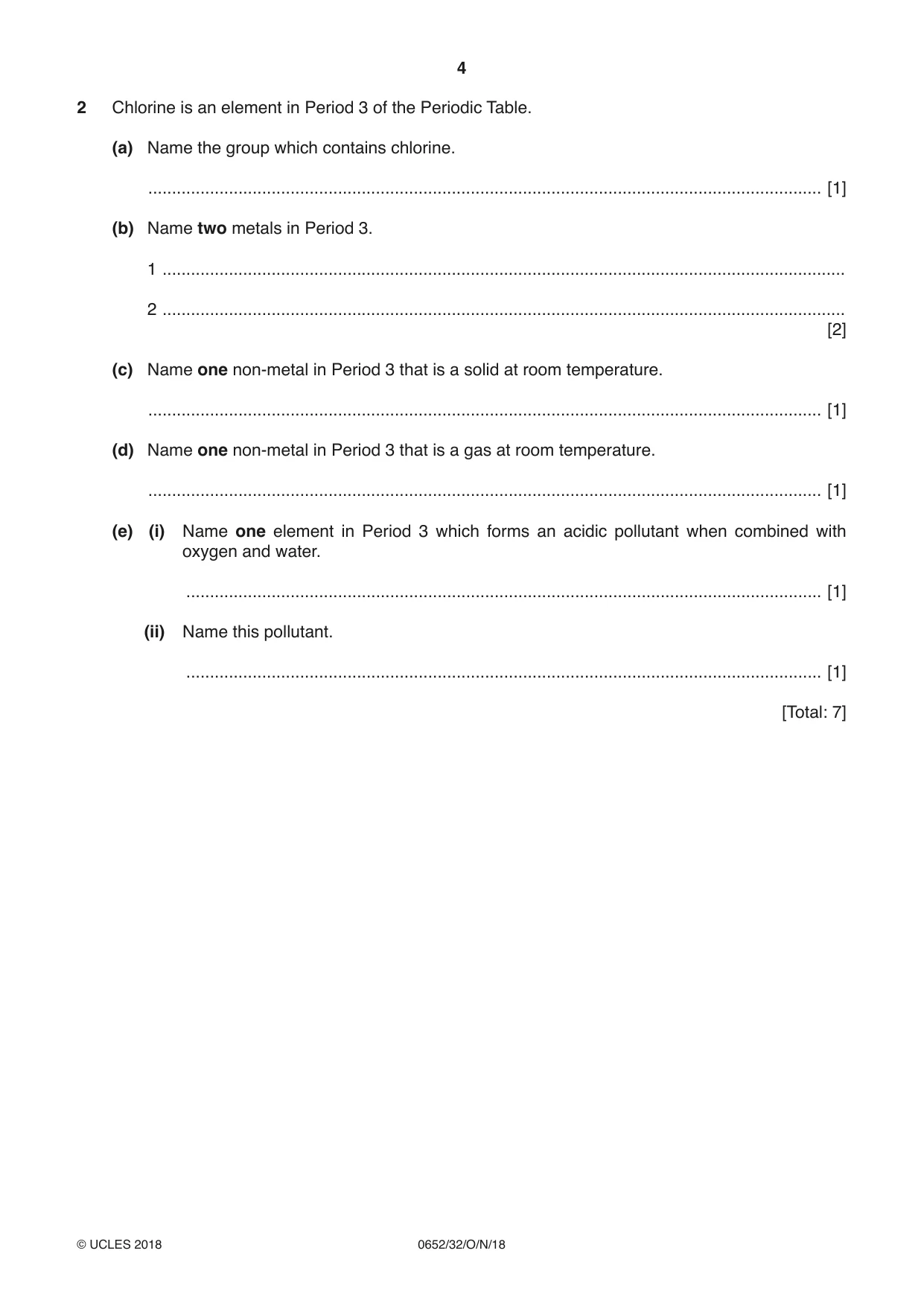 Cambridge IGCSE Physical Science 0652 2018 Oct/Nov Paper 3 · Variant 2 question paper, page 4 of 20