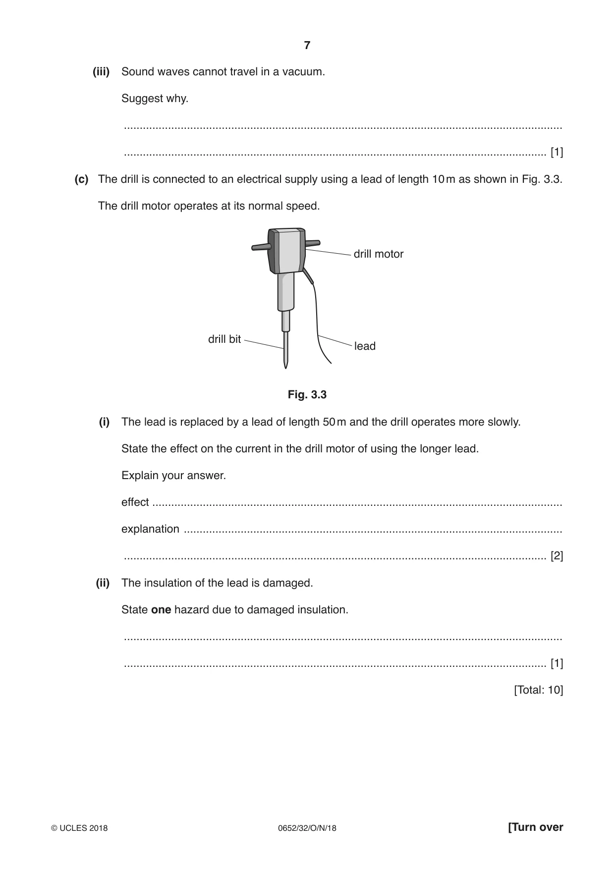 Cambridge IGCSE Physical Science 0652 2018 Oct/Nov Paper 3 · Variant 2 question paper, page 7 of 20