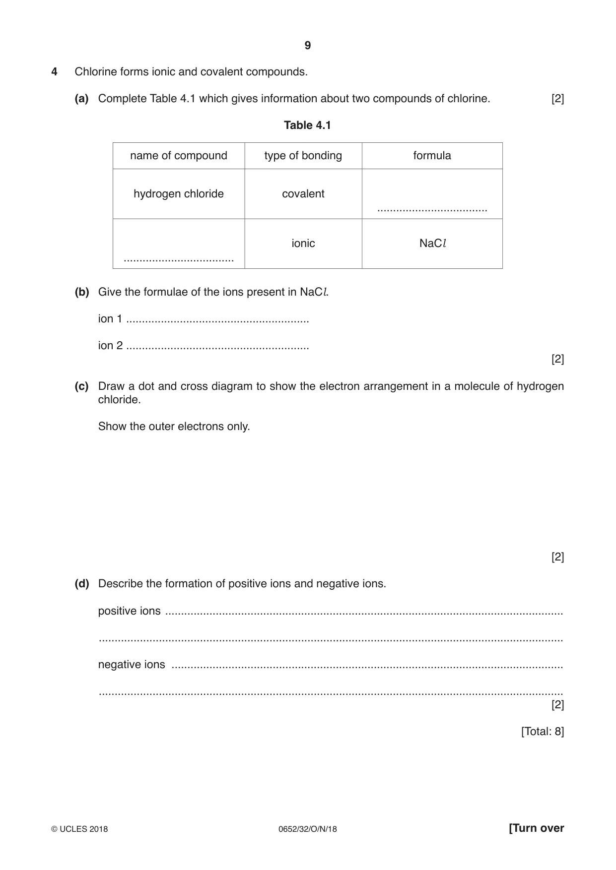 Cambridge IGCSE Physical Science 0652 2018 Oct/Nov Paper 3 · Variant 2 question paper, page 9 of 20