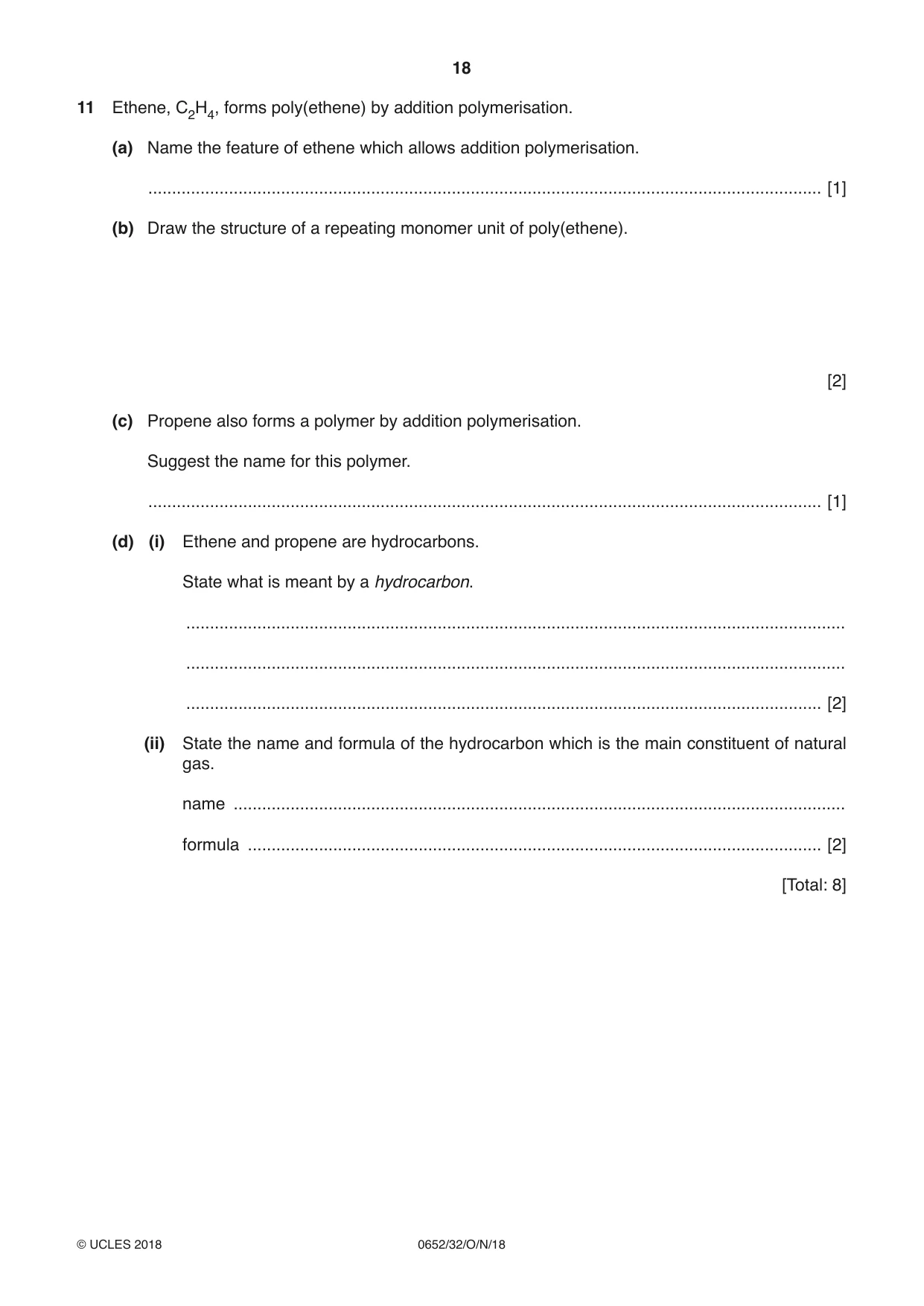 Cambridge IGCSE Physical Science 0652 2018 Oct/Nov Paper 3 · Variant 2 question paper, page 18 of 20
