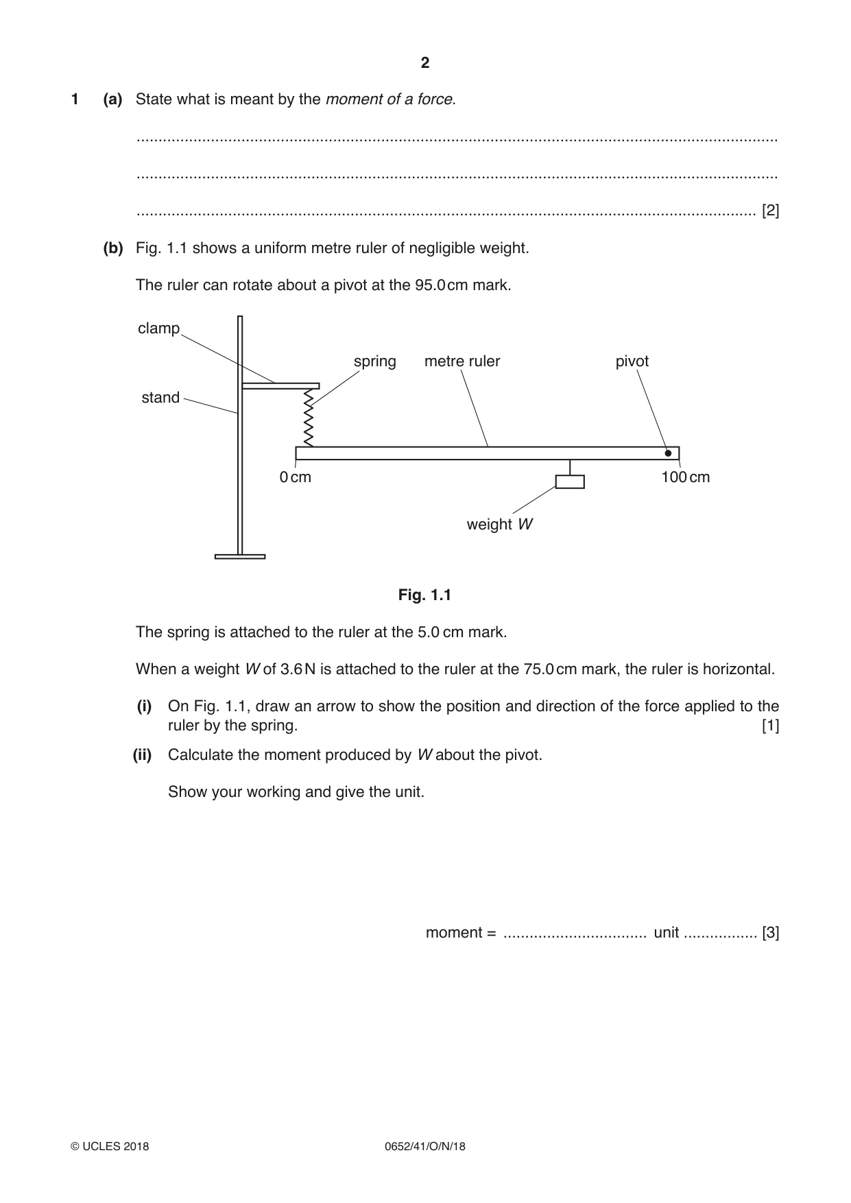 Cambridge IGCSE Physical Science 0652 2018 Oct/Nov Paper 4 · Variant 1 question paper, page 2 of 20