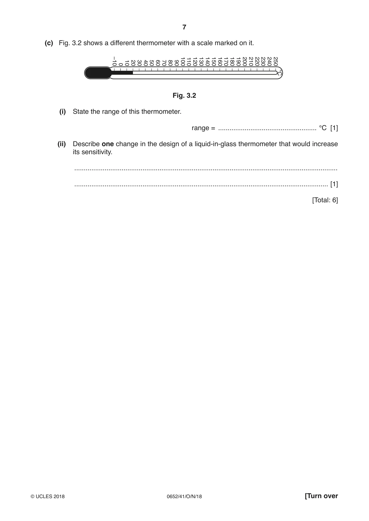 Cambridge IGCSE Physical Science 0652 2018 Oct/Nov Paper 4 · Variant 1 question paper, page 7 of 20