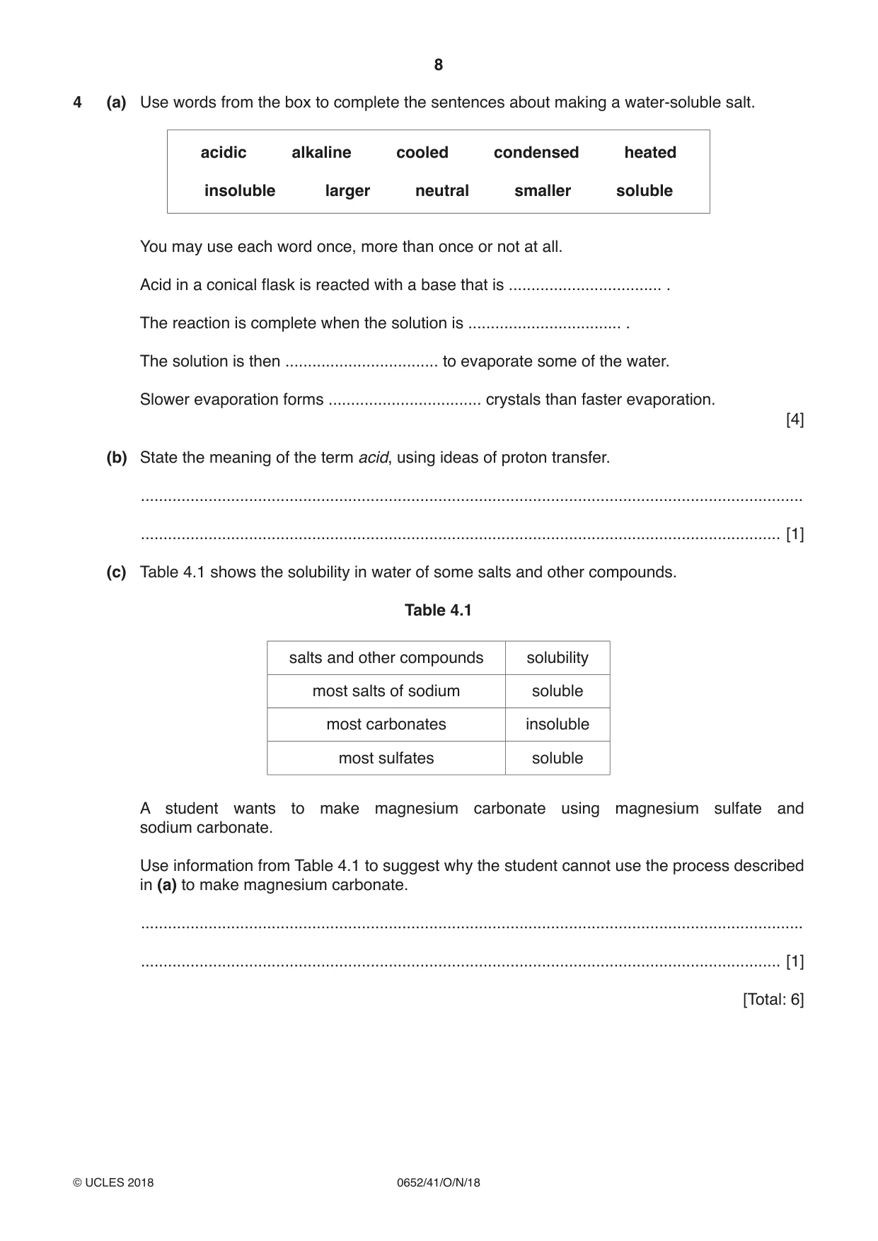 Cambridge IGCSE Physical Science 0652 2018 Oct/Nov Paper 4 · Variant 1 question paper, page 8 of 20