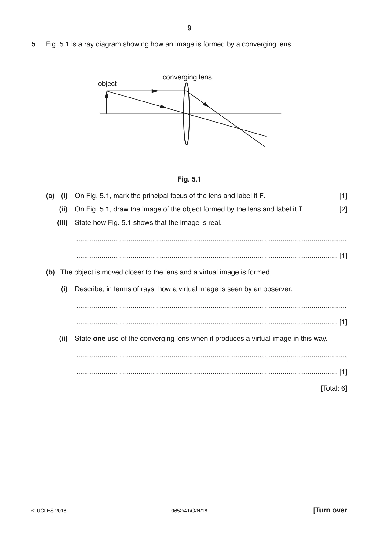 Cambridge IGCSE Physical Science 0652 2018 Oct/Nov Paper 4 · Variant 1 question paper, page 9 of 20
