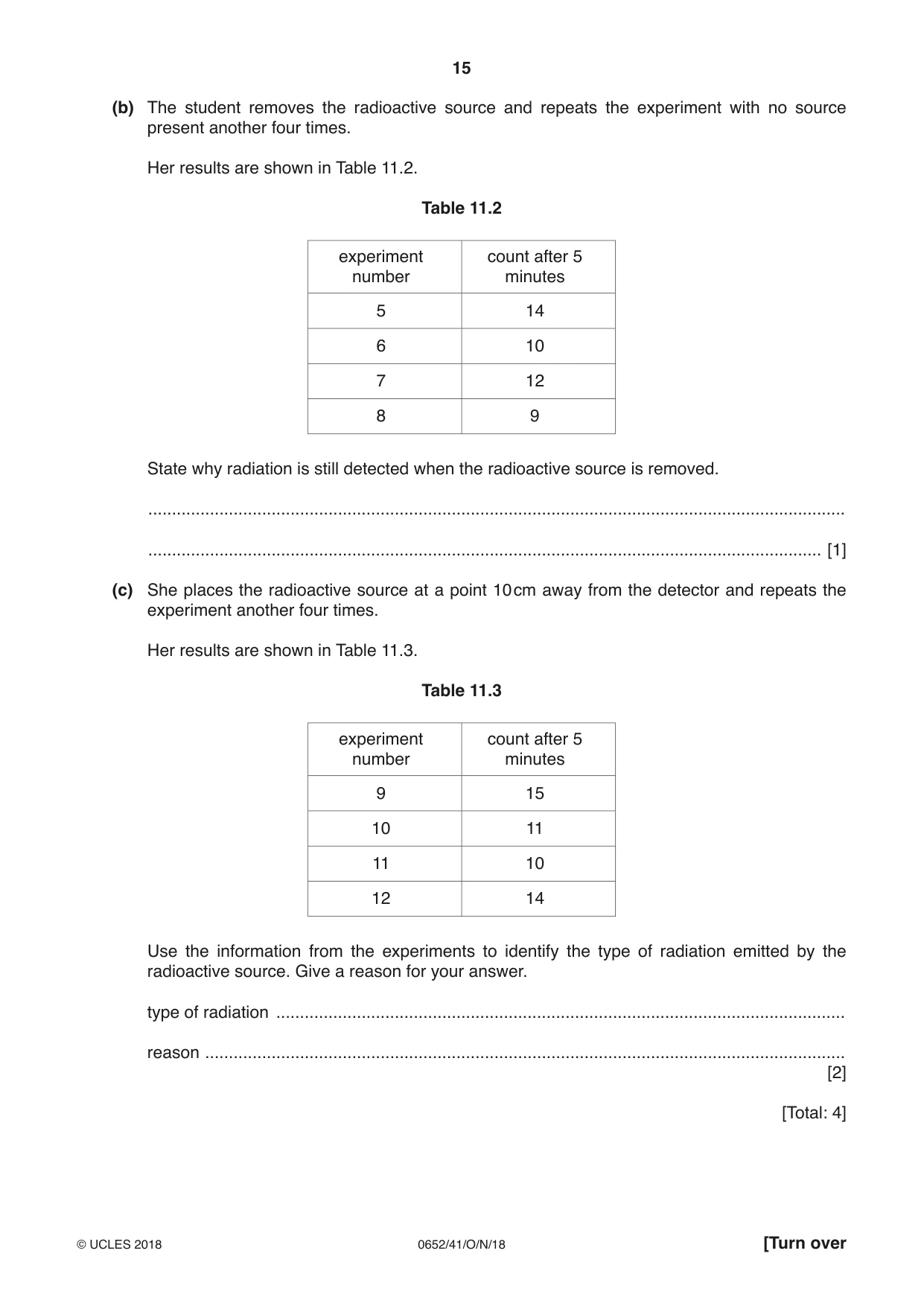 Cambridge IGCSE Physical Science 0652 2018 Oct/Nov Paper 4 · Variant 1 question paper, page 15 of 20