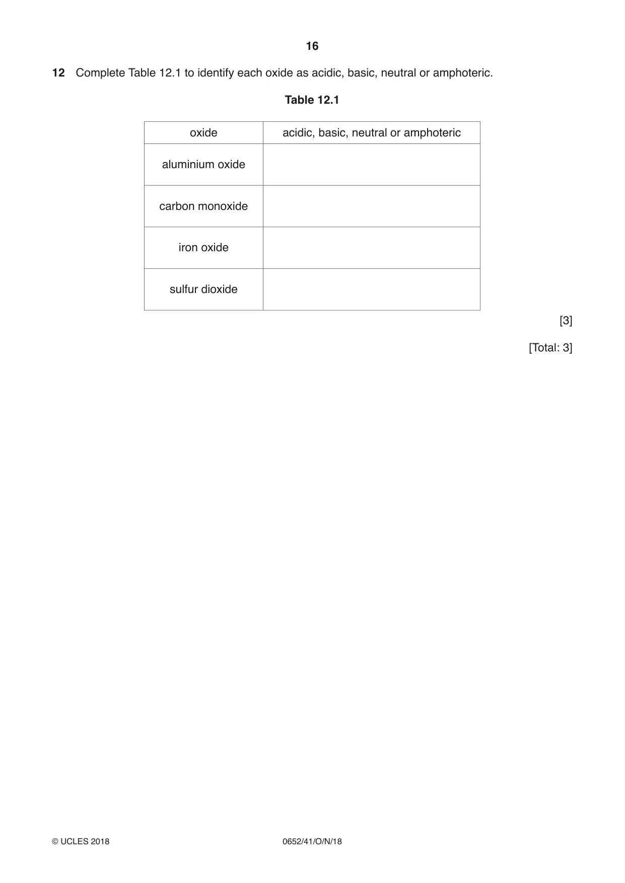 Cambridge IGCSE Physical Science 0652 2018 Oct/Nov Paper 4 · Variant 1 question paper, page 16 of 20