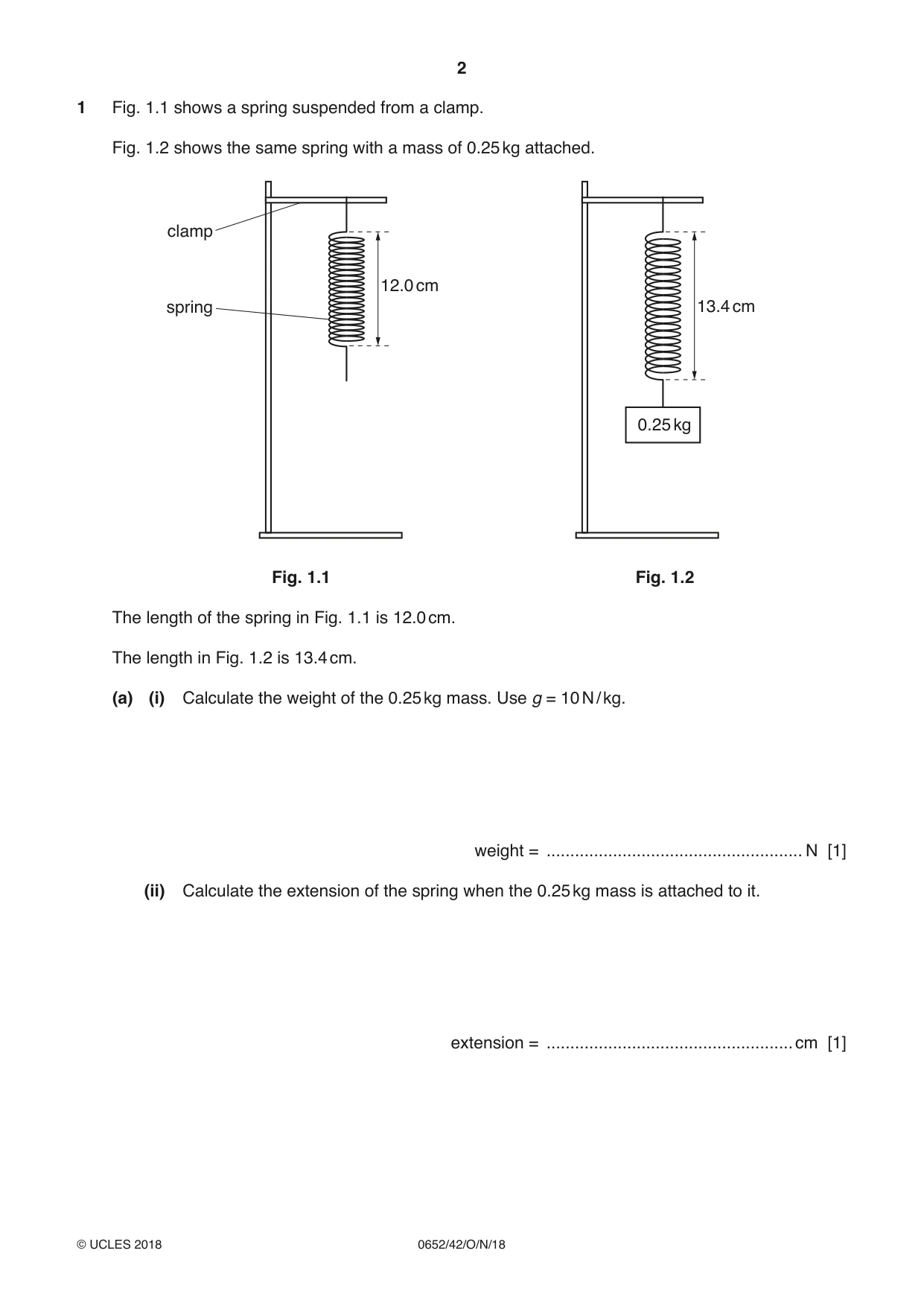 Cambridge IGCSE Physical Science 0652 2018 Oct/Nov Paper 4 · Variant 2 question paper, page 2 of 20