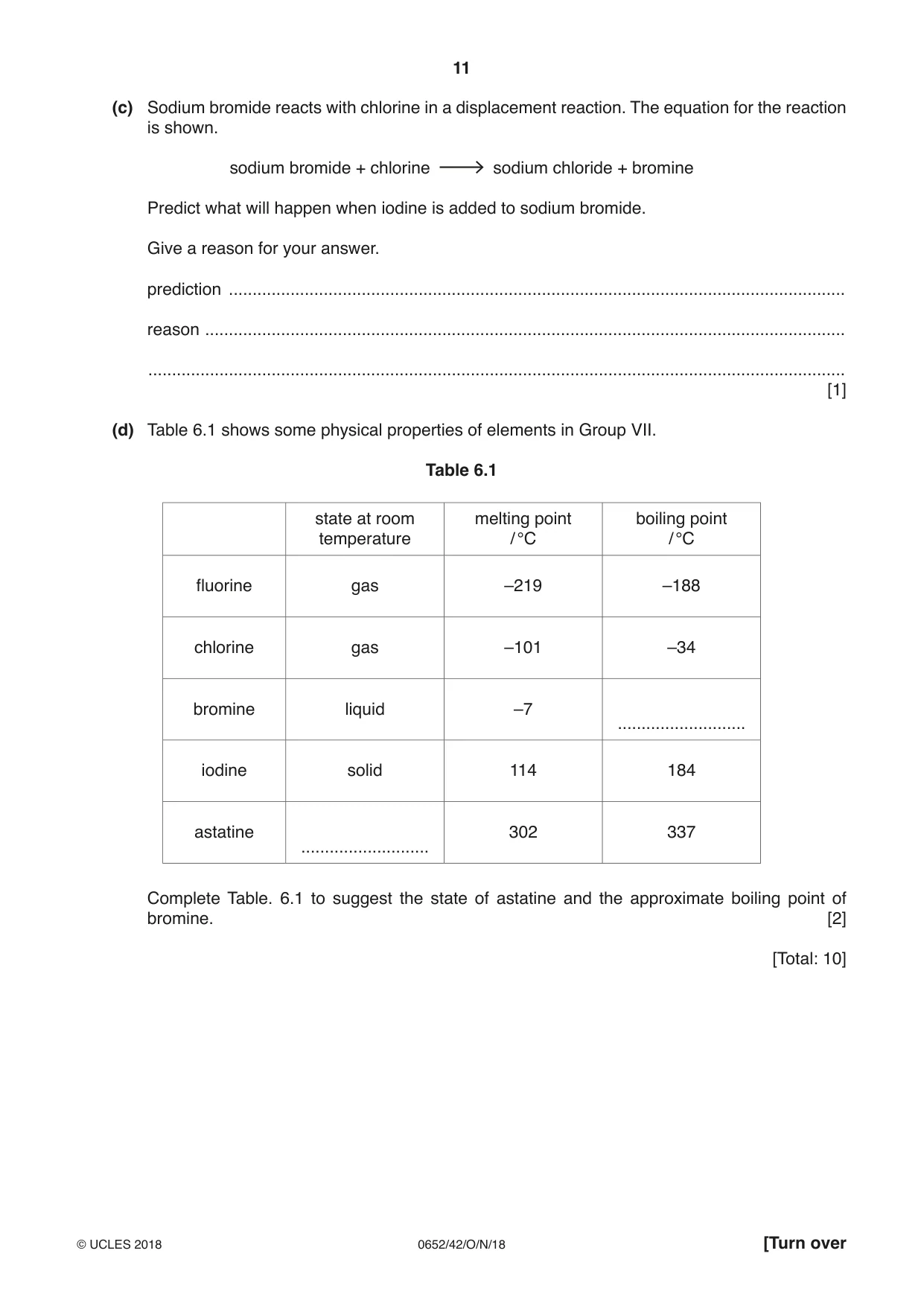 Cambridge IGCSE Physical Science 0652 2018 Oct/Nov Paper 4 · Variant 2 question paper, page 11 of 20