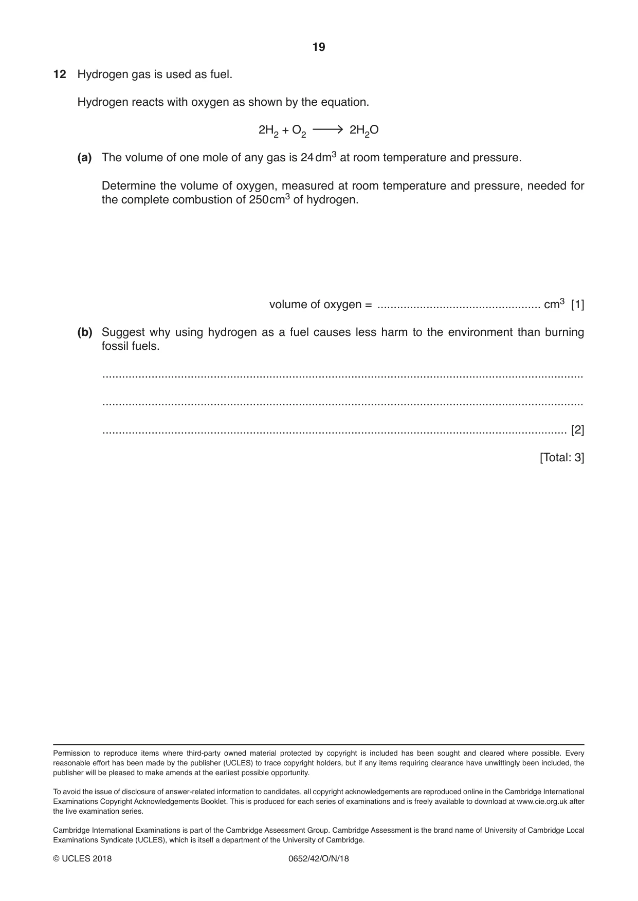 Cambridge IGCSE Physical Science 0652 2018 Oct/Nov Paper 4 · Variant 2 question paper, page 19 of 20