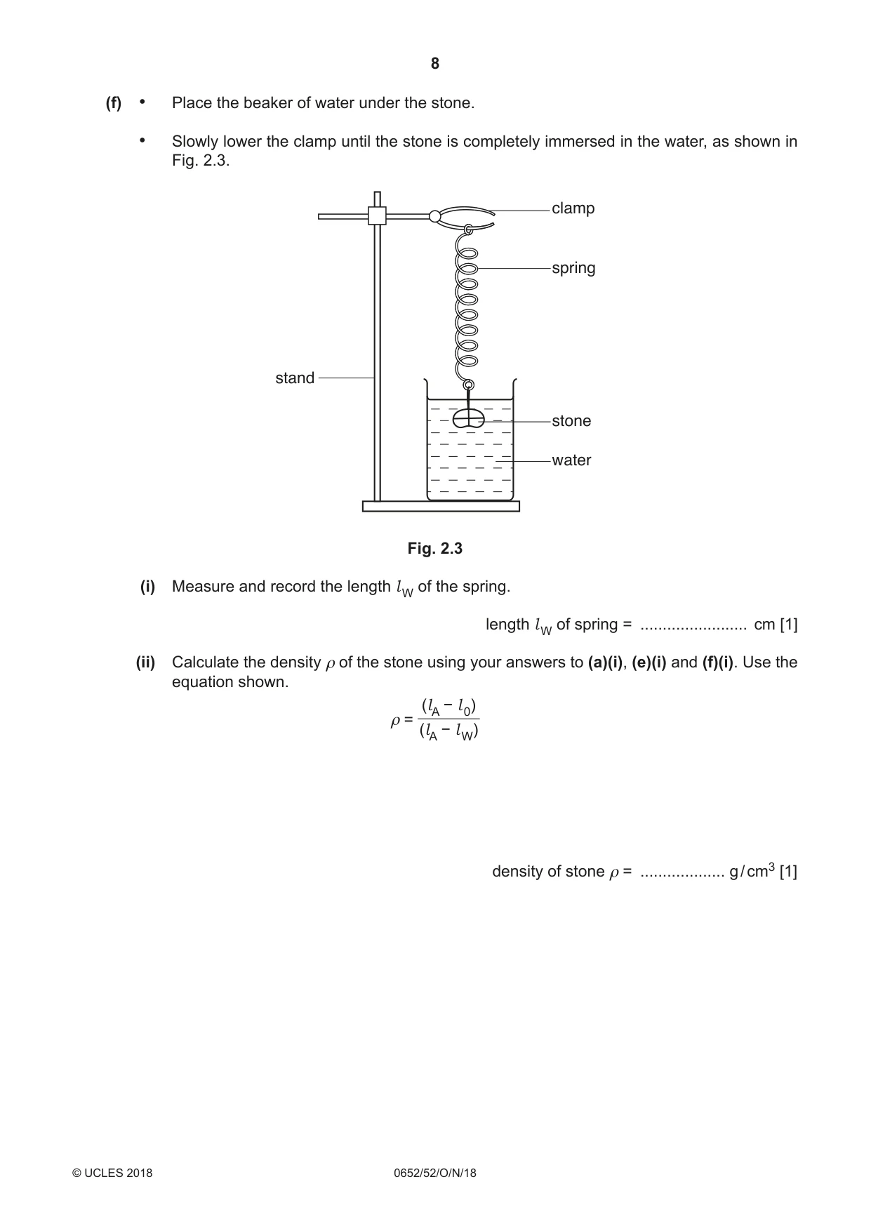 Cambridge IGCSE Physical Science 0652 2018 Oct/Nov Paper 5 · Variant 2 question paper, page 8 of 12