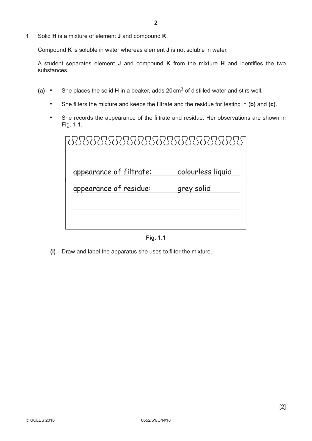 Cambridge IGCSE Physical Science 0652 2018 Oct/Nov Paper 6 · Variant 1 question paper, page 2 of 28