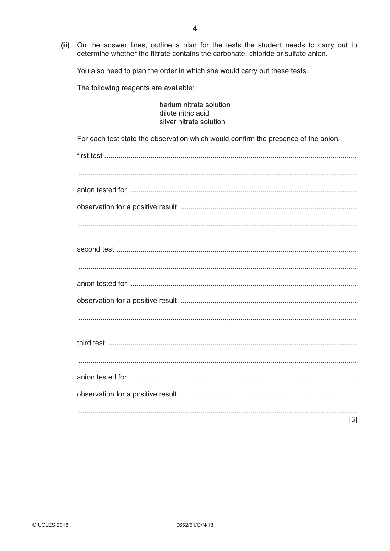 Cambridge IGCSE Physical Science 0652 2018 Oct/Nov Paper 6 · Variant 1 question paper, page 4 of 28