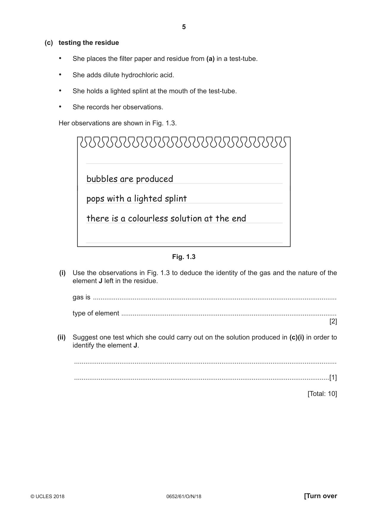 Cambridge IGCSE Physical Science 0652 2018 Oct/Nov Paper 6 · Variant 1 question paper, page 5 of 28