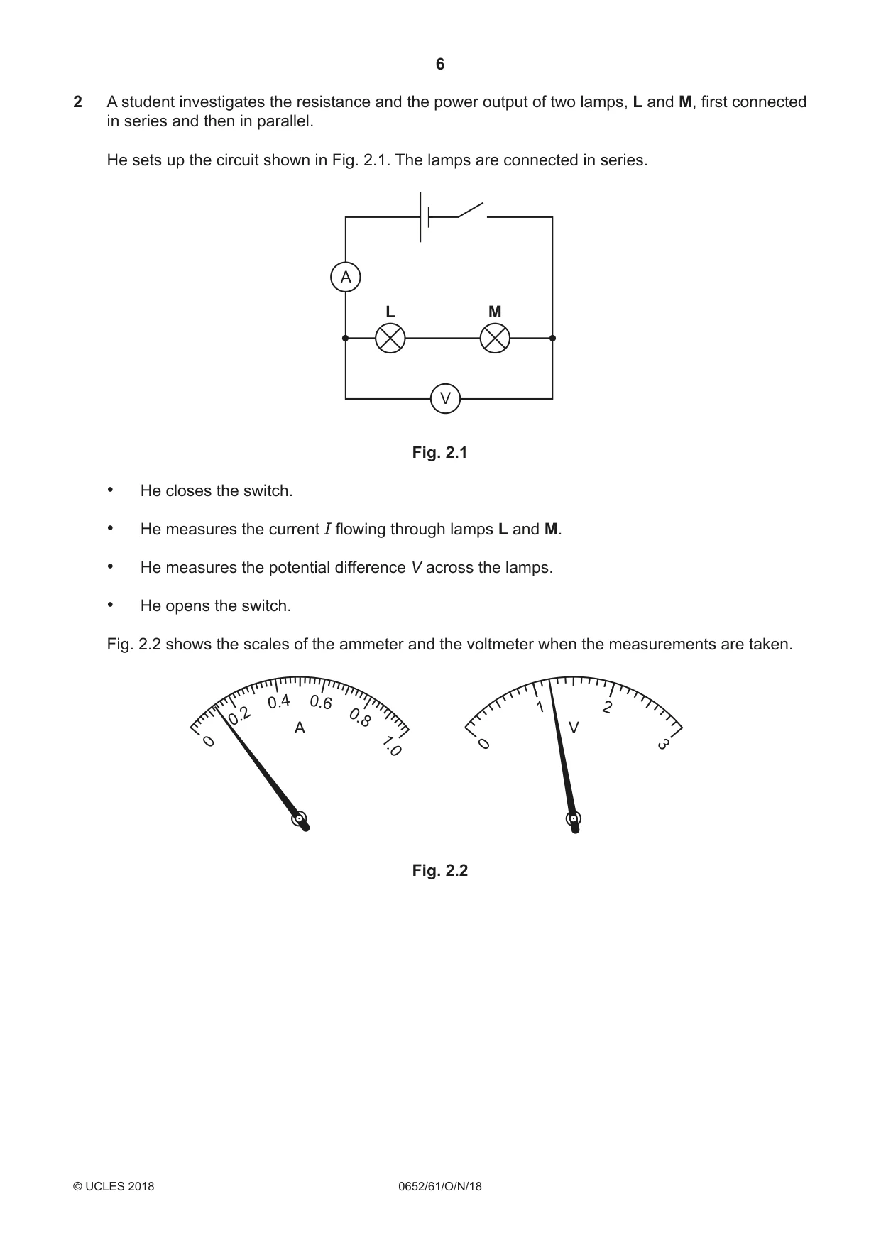 Cambridge IGCSE Physical Science 0652 2018 Oct/Nov Paper 6 · Variant 1 question paper, page 6 of 28