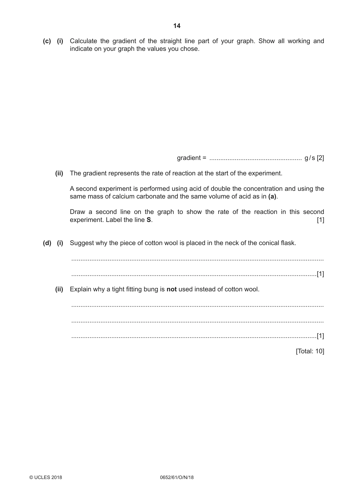 Cambridge IGCSE Physical Science 0652 2018 Oct/Nov Paper 6 · Variant 1 question paper, page 14 of 28