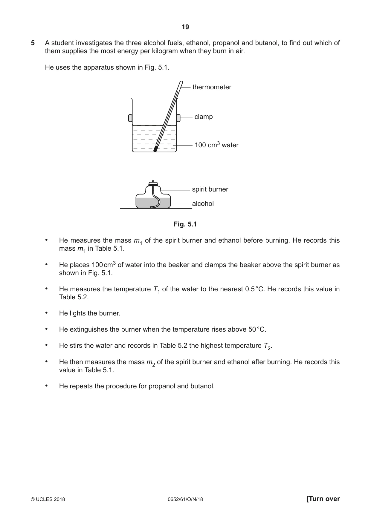 Cambridge IGCSE Physical Science 0652 2018 Oct/Nov Paper 6 · Variant 1 question paper, page 19 of 28