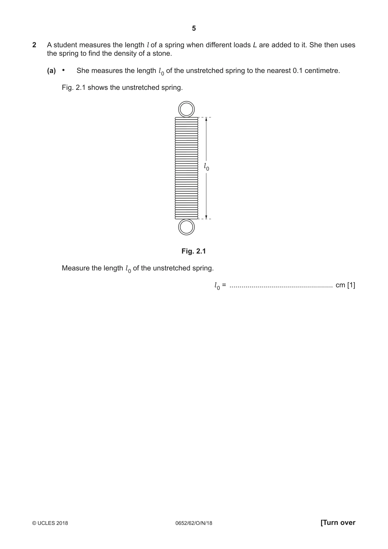 Cambridge IGCSE Physical Science 0652 2018 Oct/Nov Paper 6 · Variant 2 question paper, page 5 of 24