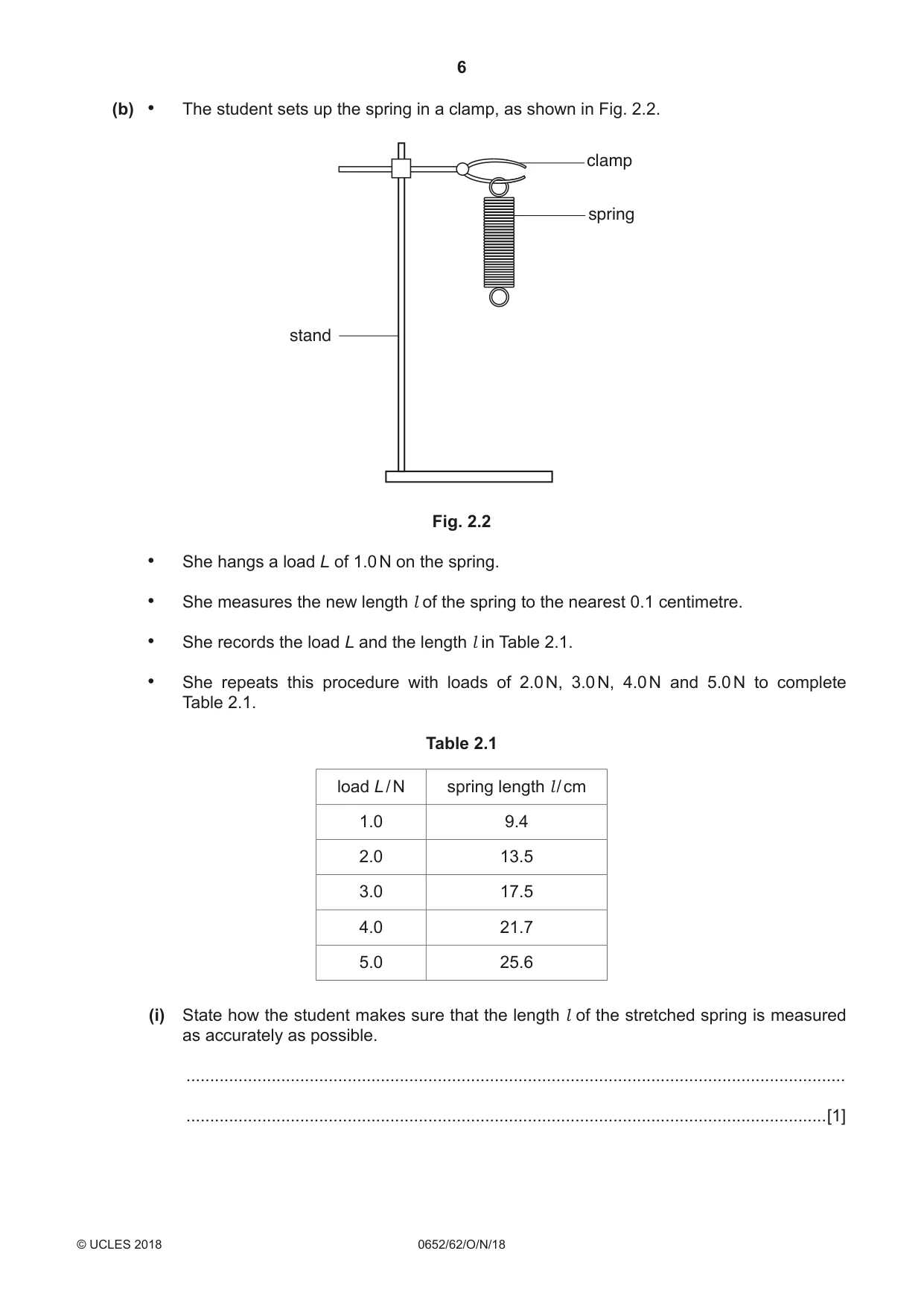 Cambridge IGCSE Physical Science 0652 2018 Oct/Nov Paper 6 · Variant 2 question paper, page 6 of 24