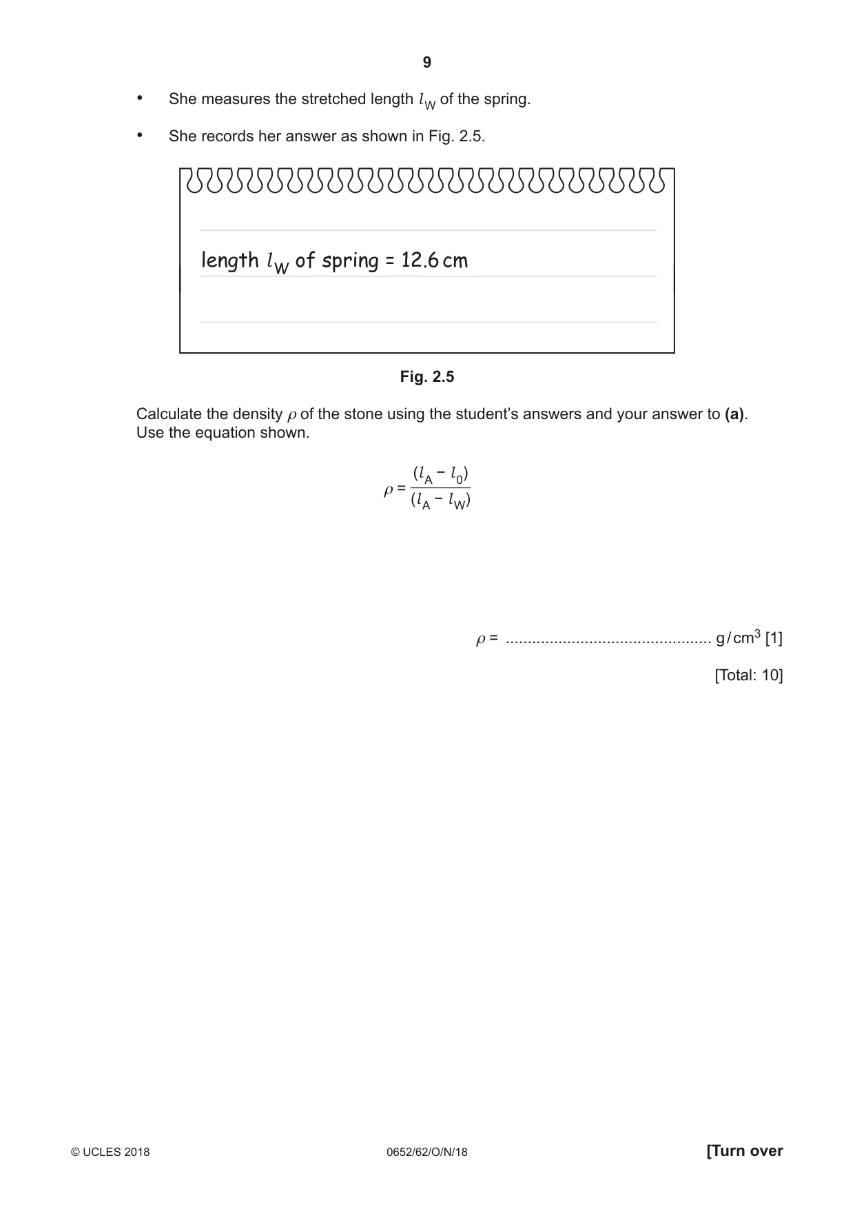 Cambridge IGCSE Physical Science 0652 2018 Oct/Nov Paper 6 · Variant 2 question paper, page 9 of 24