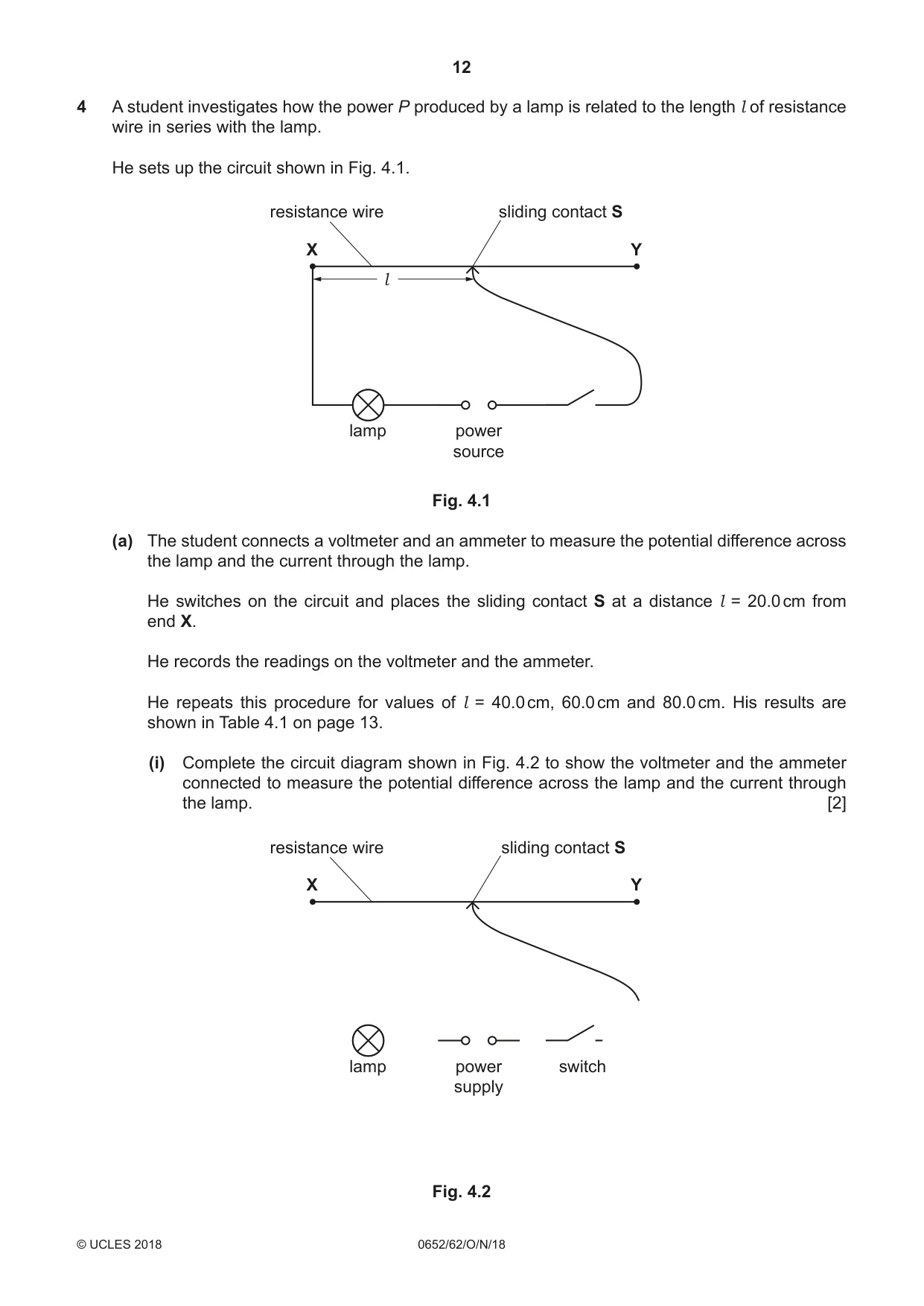 Cambridge IGCSE Physical Science 0652 2018 Oct/Nov Paper 6 · Variant 2 question paper, page 12 of 24