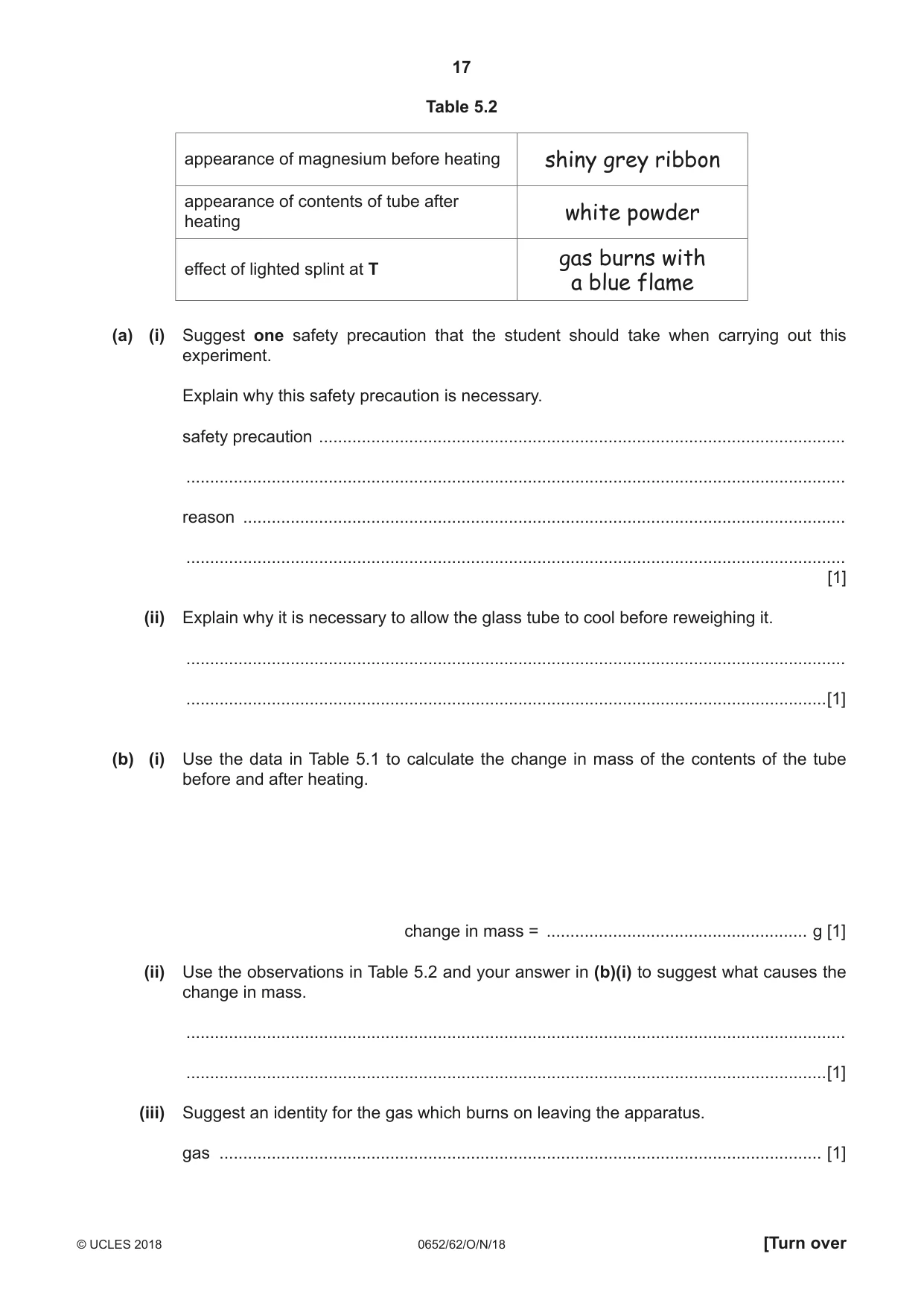 Cambridge IGCSE Physical Science 0652 2018 Oct/Nov Paper 6 · Variant 2 question paper, page 17 of 24