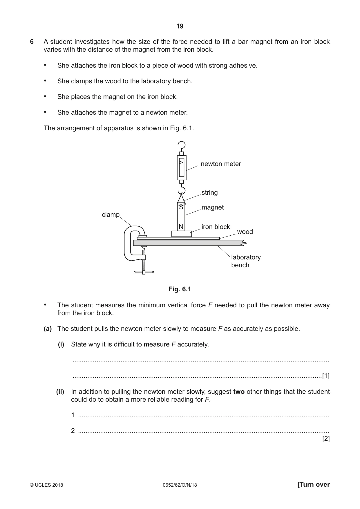 Cambridge IGCSE Physical Science 0652 2018 Oct/Nov Paper 6 · Variant 2 question paper, page 19 of 24