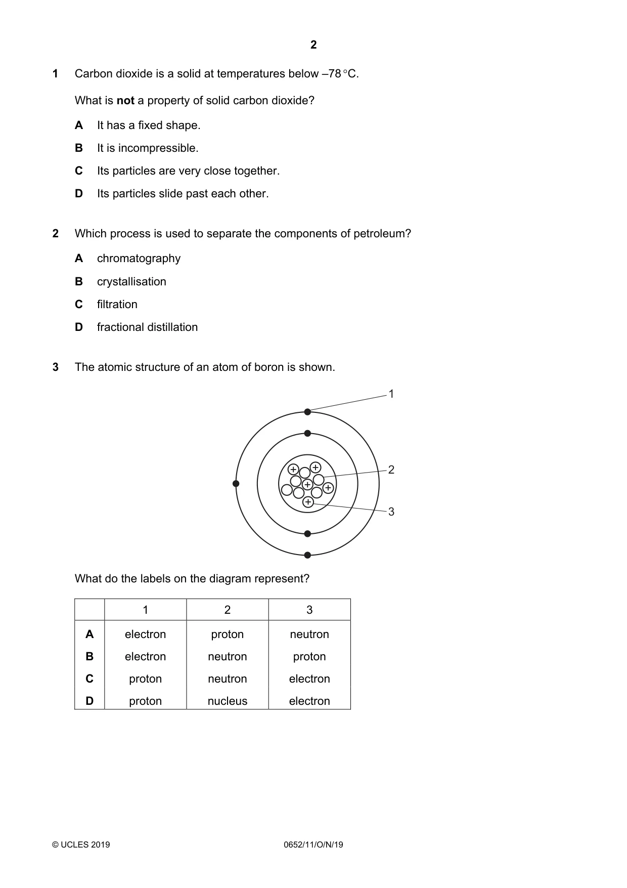 Cambridge IGCSE Physical Science 0652 2019 Oct/Nov Paper 1 · Variant 1 question paper, page 2 of 16