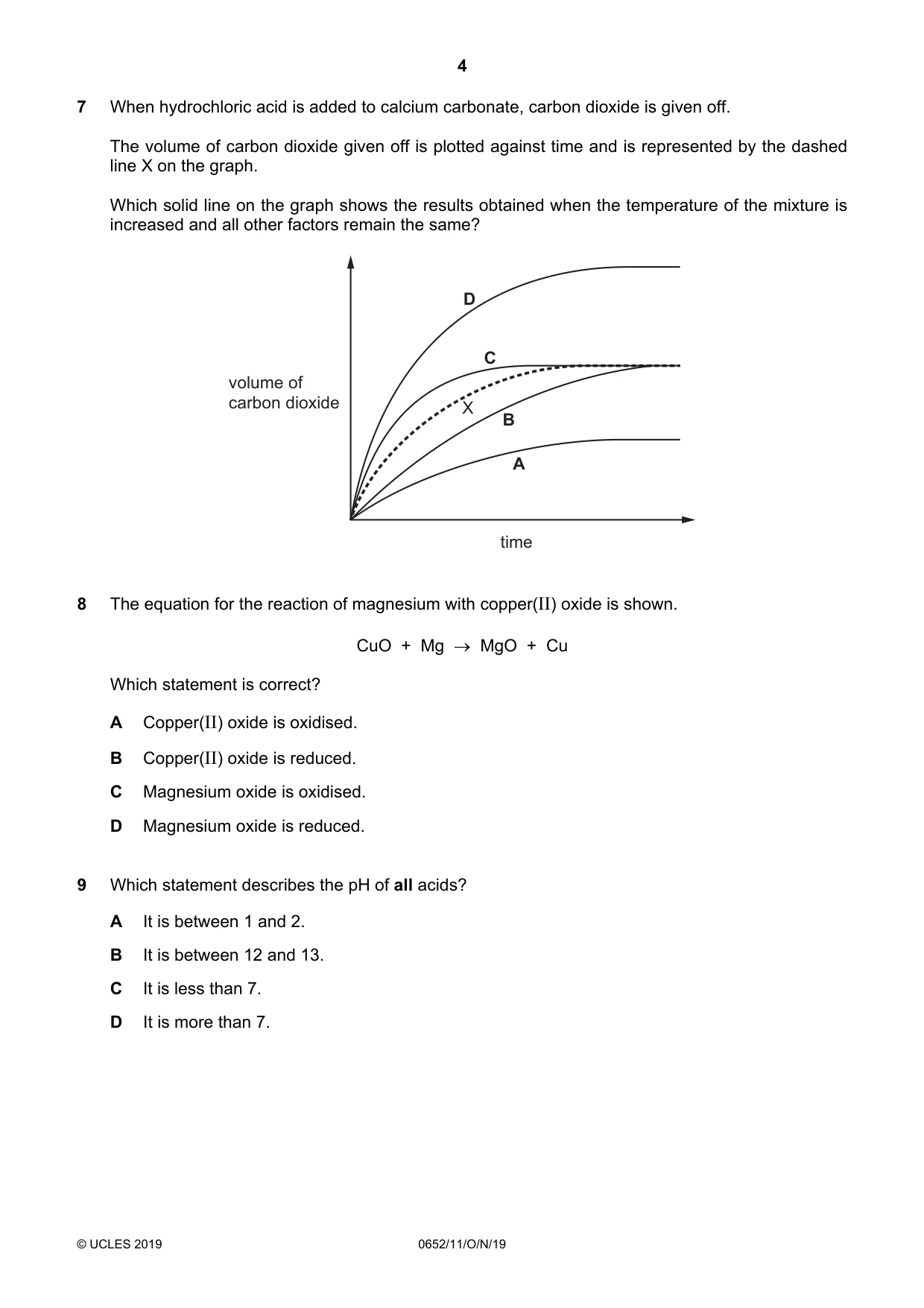 Cambridge IGCSE Physical Science 0652 2019 Oct/Nov Paper 1 · Variant 1 question paper, page 4 of 16