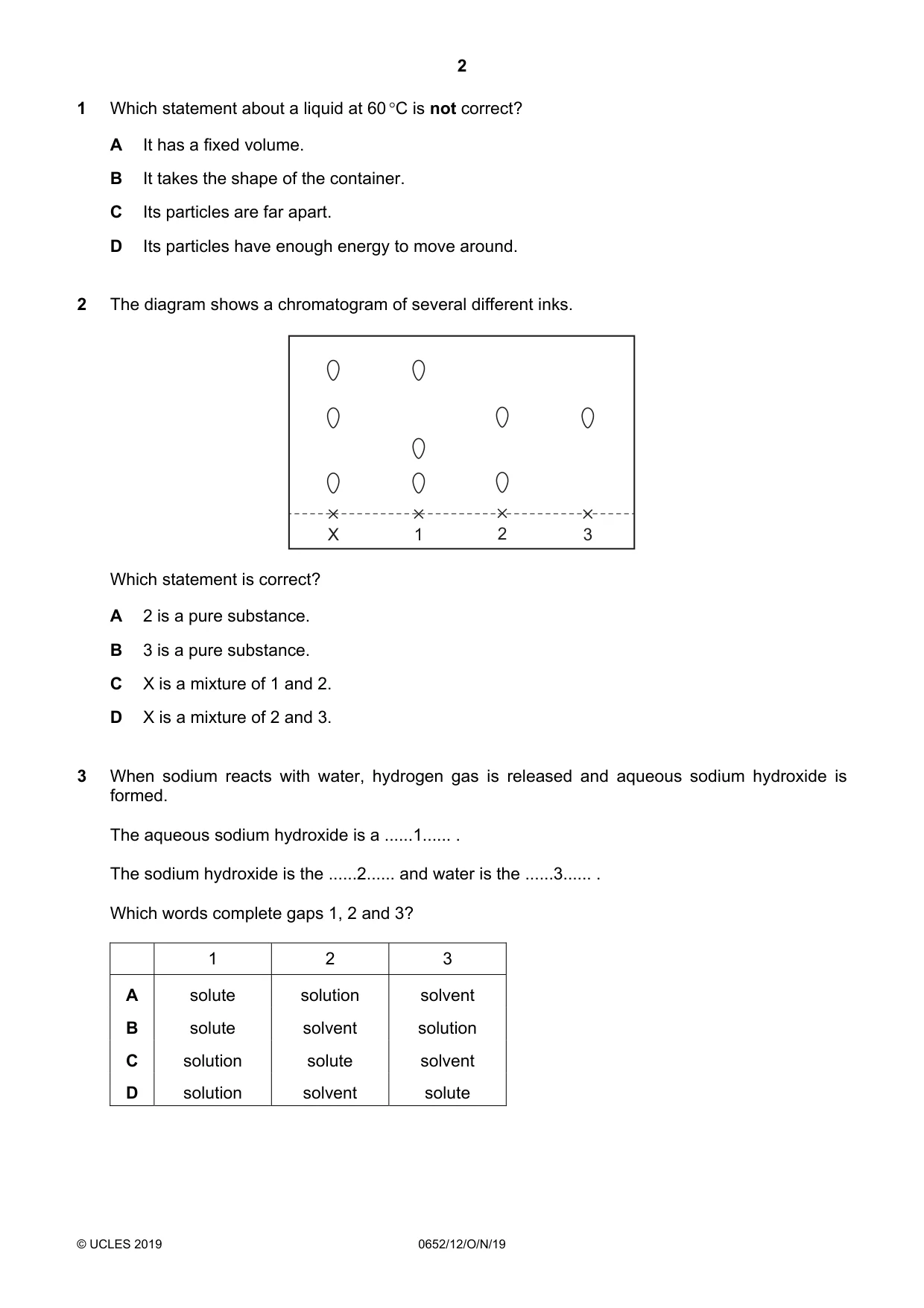 Cambridge IGCSE Physical Science 0652 2019 Oct/Nov Paper 1 · Variant 2 question paper, page 2 of 16