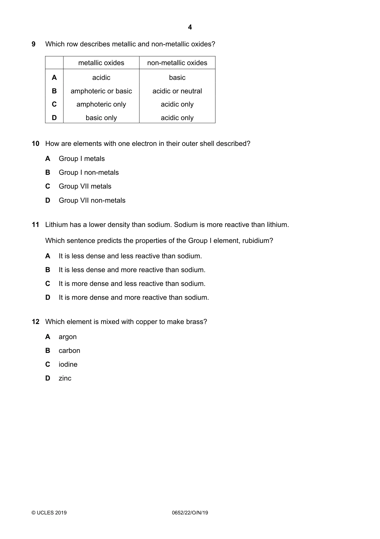 Cambridge IGCSE Physical Science 0652 2019 Oct/Nov Paper 2 · Variant 2 question paper, page 4 of 16