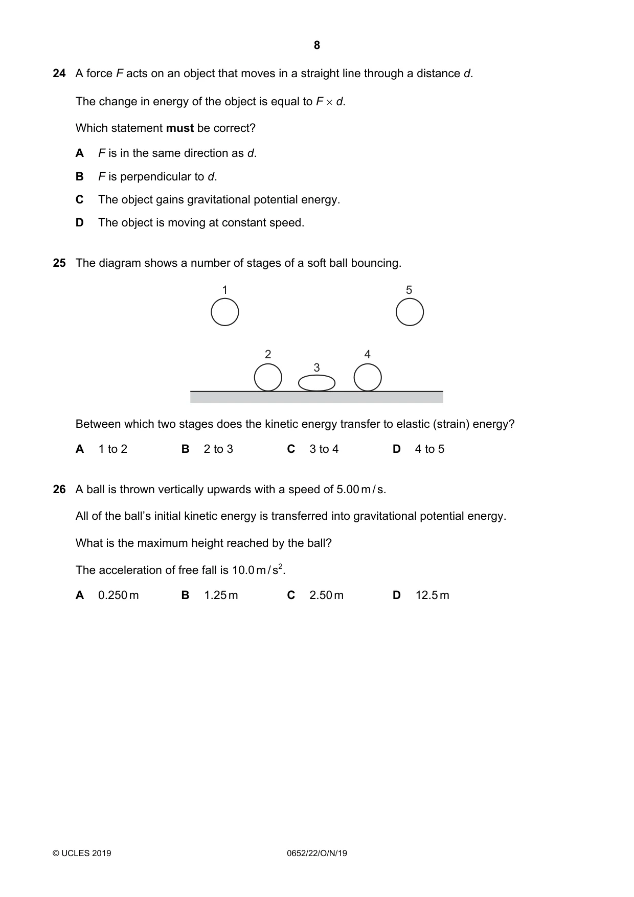 Cambridge IGCSE Physical Science 0652 2019 Oct/Nov Paper 2 · Variant 2 question paper, page 8 of 16