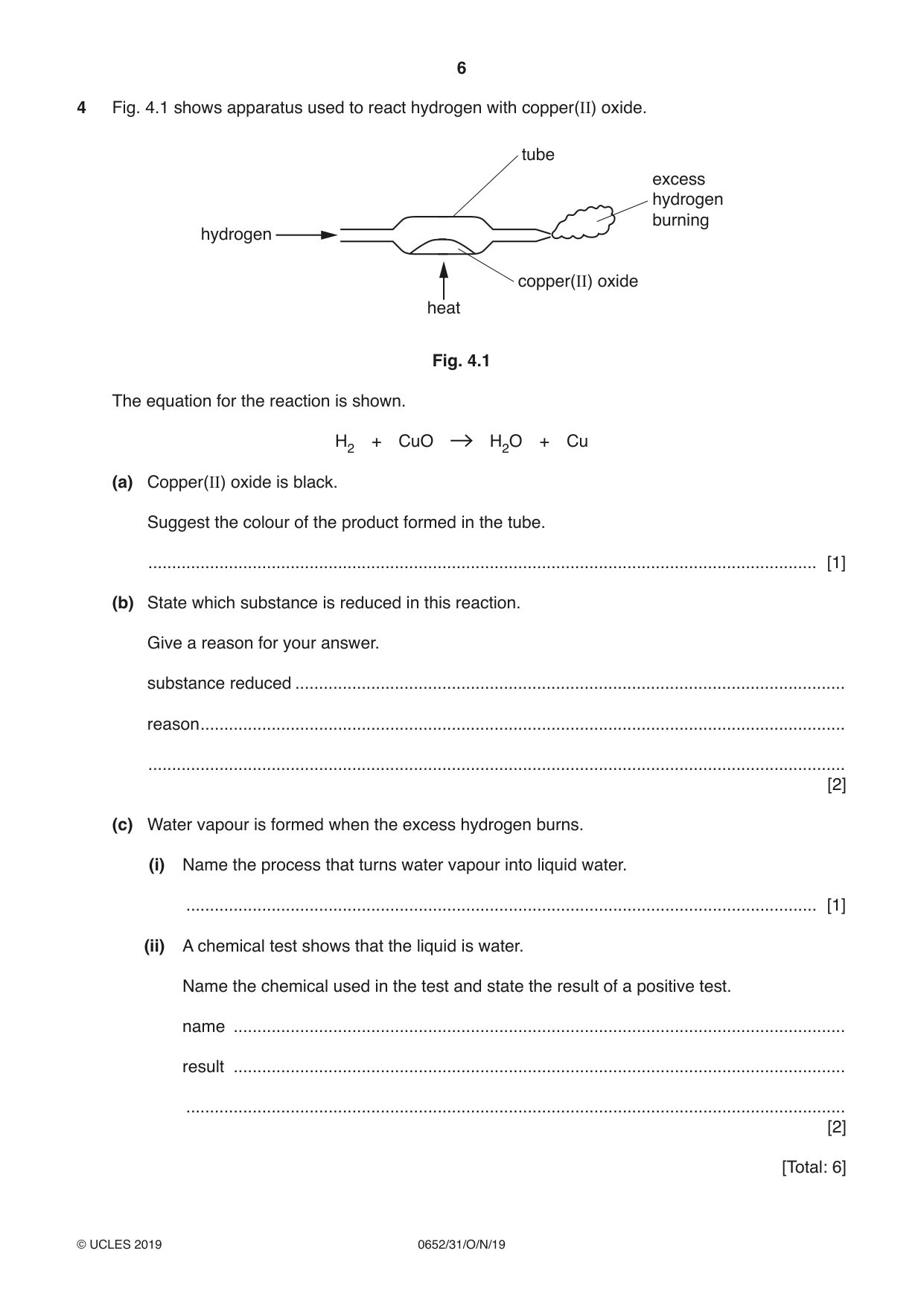 Cambridge IGCSE Physical Science 0652 2019 Oct/Nov Paper 3 · Variant 1 question paper, page 6 of 16