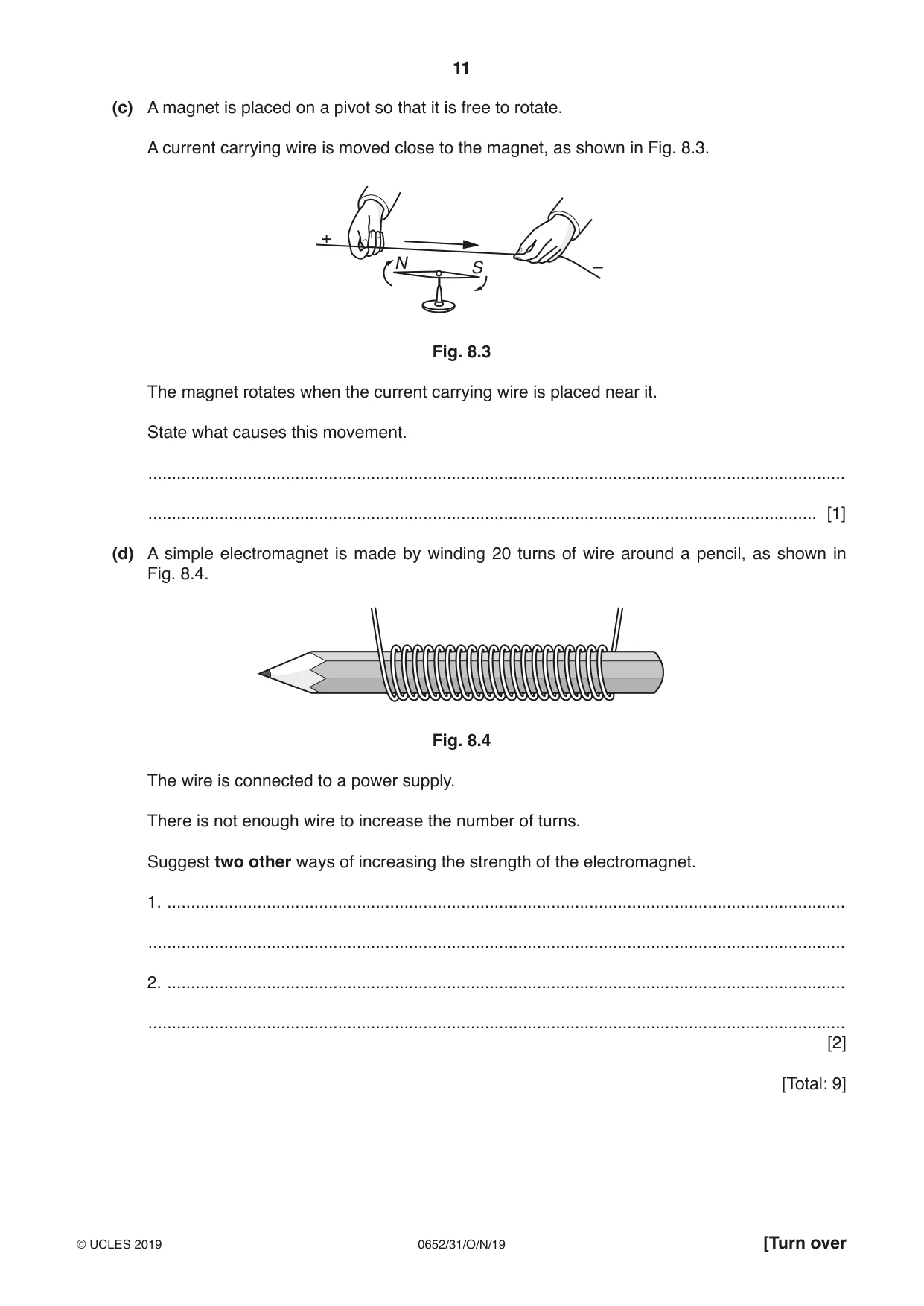 Cambridge IGCSE Physical Science 0652 2019 Oct/Nov Paper 3 · Variant 1 question paper, page 11 of 16