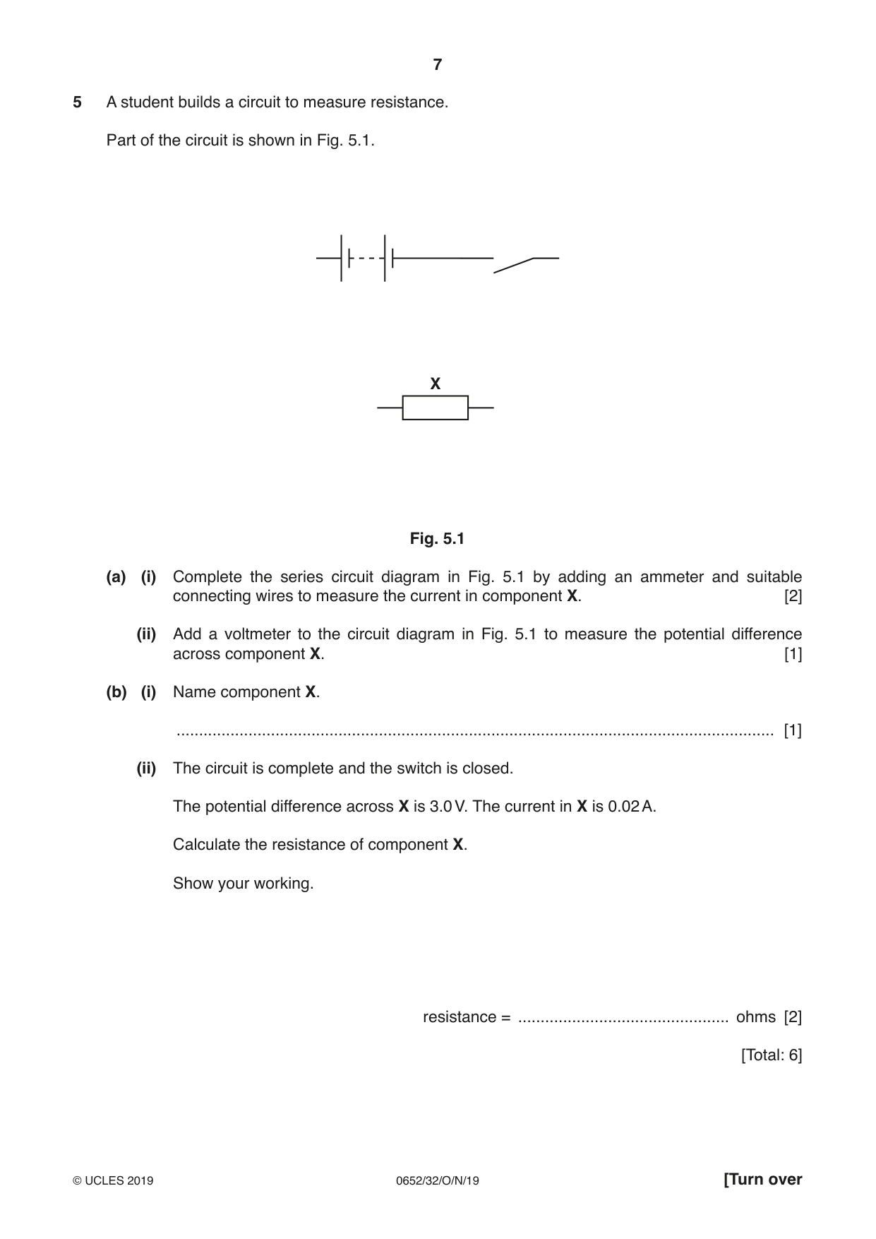 Cambridge IGCSE Physical Science 0652 2019 Oct/Nov Paper 3 · Variant 2 question paper, page 7 of 16