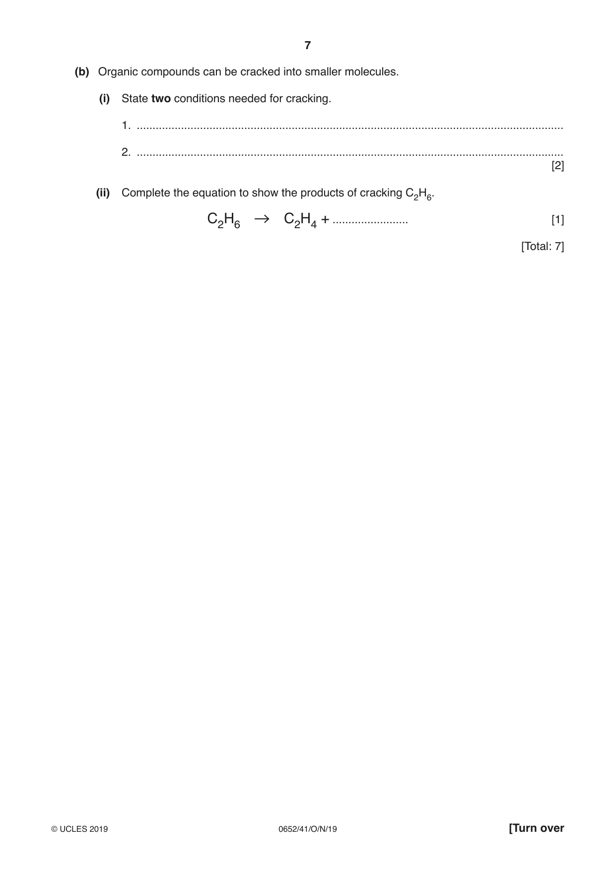 Cambridge IGCSE Physical Science 0652 2019 Oct/Nov Paper 4 · Variant 1 question paper, page 7 of 20