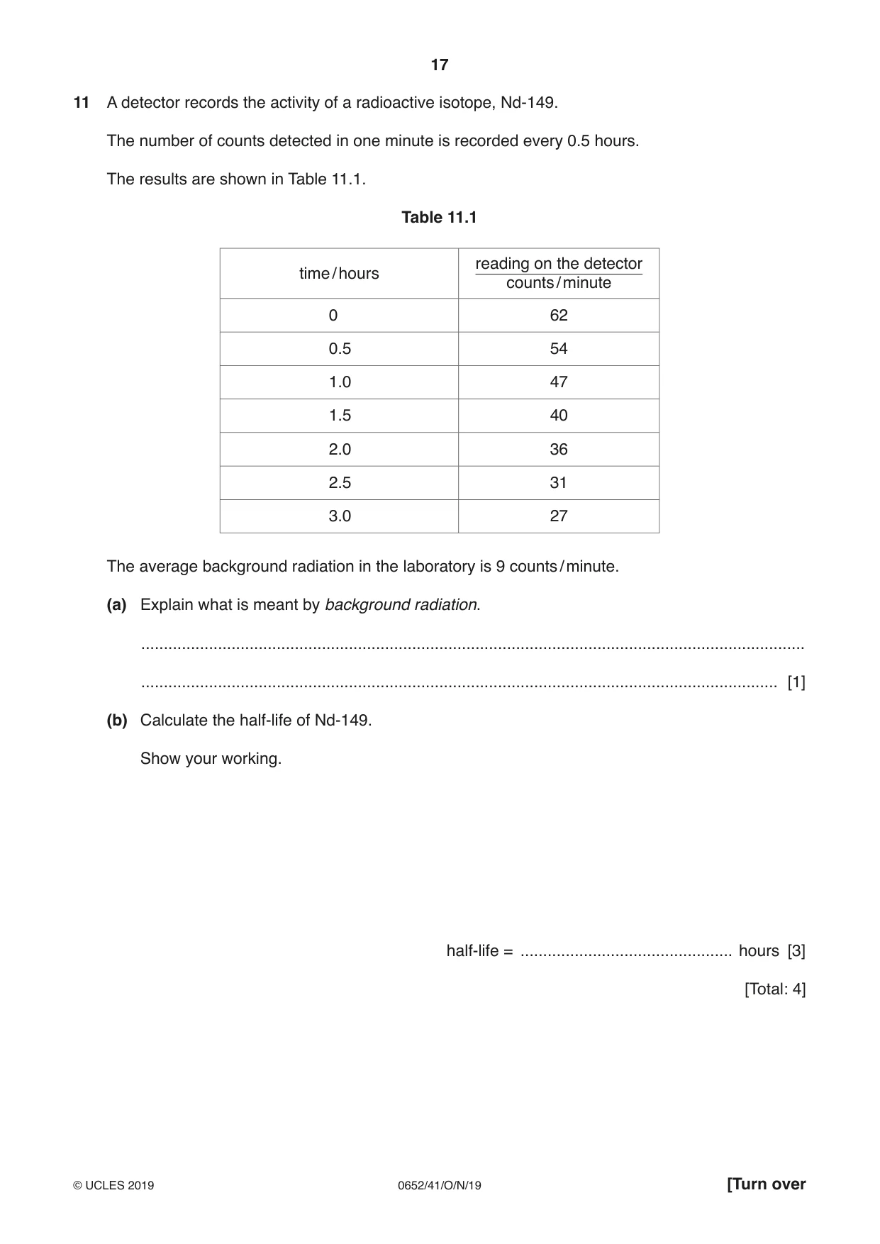 Cambridge IGCSE Physical Science 0652 2019 Oct/Nov Paper 4 · Variant 1 question paper, page 17 of 20