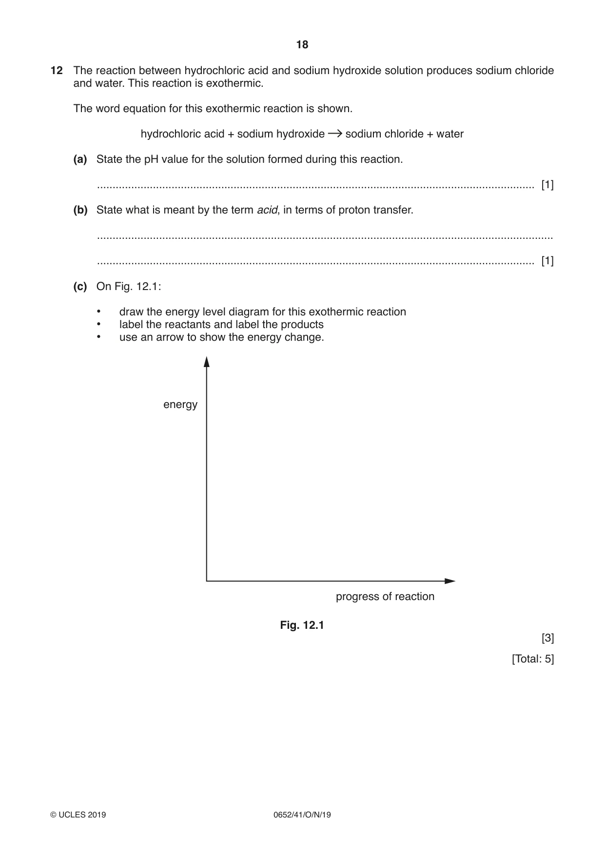Cambridge IGCSE Physical Science 0652 2019 Oct/Nov Paper 4 · Variant 1 question paper, page 18 of 20